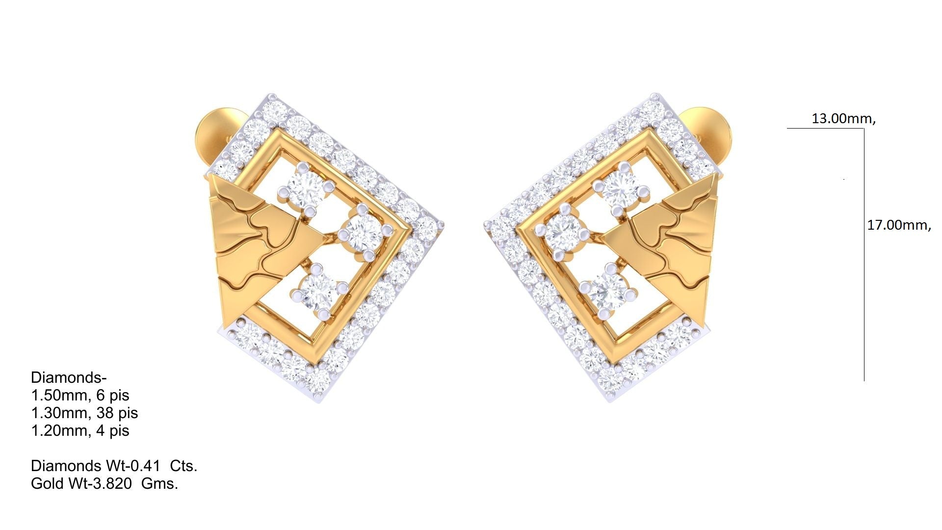 Golden Blossom Geometric Stud Earrings