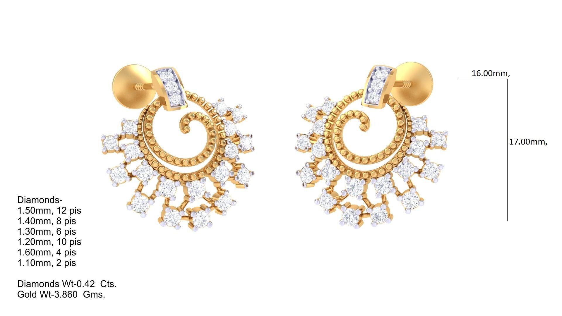 Spiral Radiance Diamond Gold Earrings