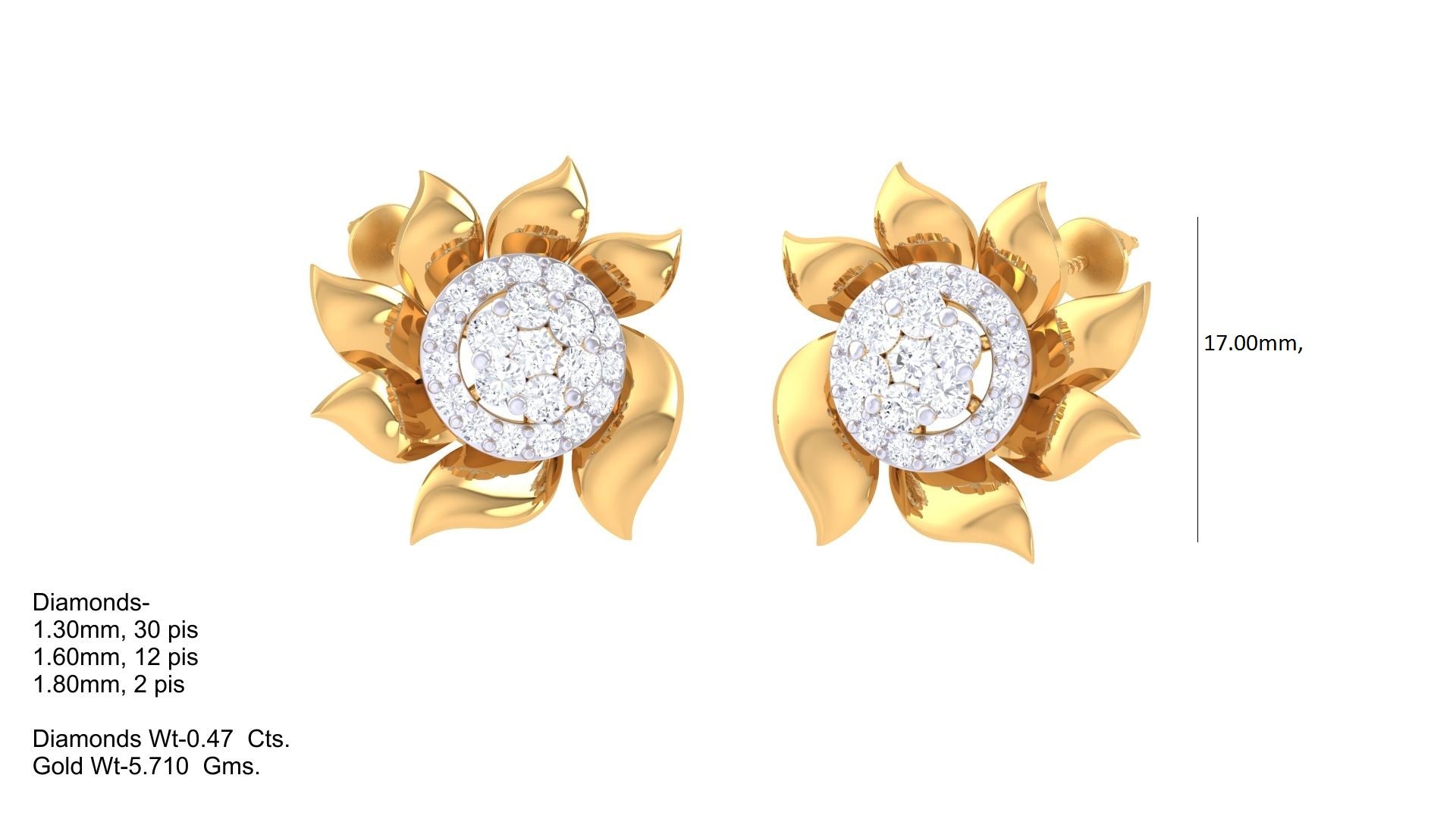 Floral Diamond Studded Earrings