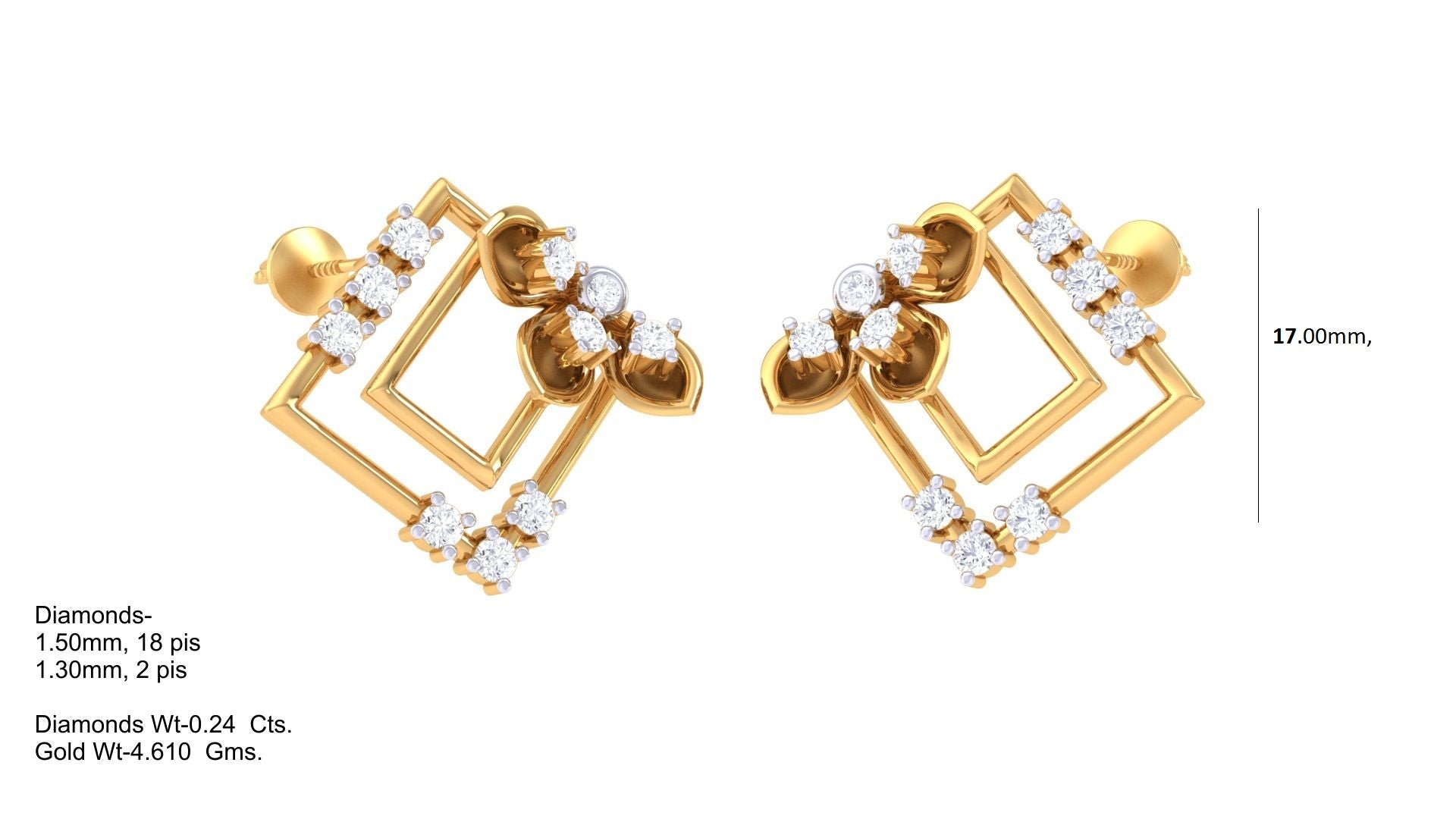 Double Square Beaded Accent Earrings