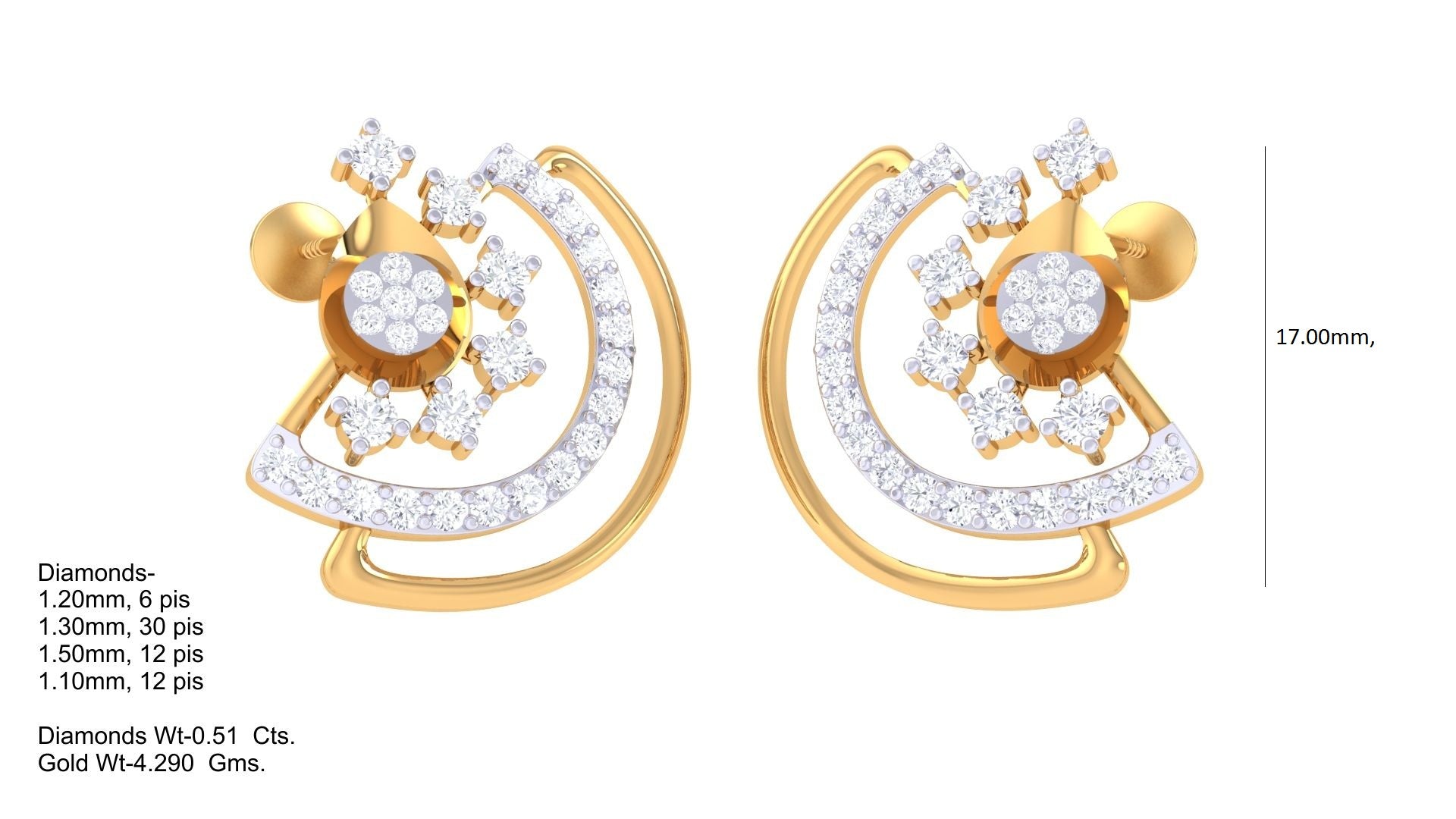 Swirling Wave Diamond Cluster Earrings