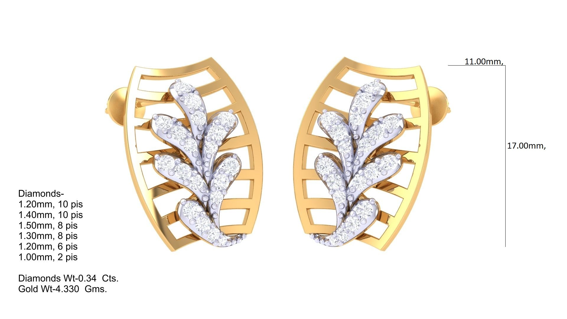 Openwork Vine Grid Leaf Earrings