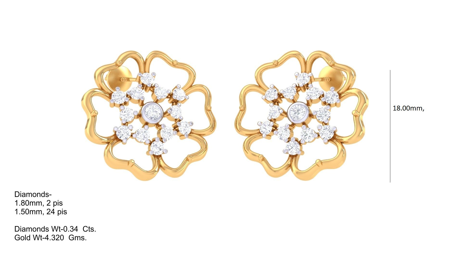 Feminine Wavy Edge Floral Earrings