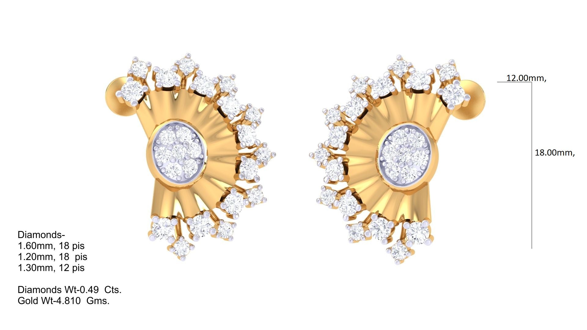 Curved Sunburst Sparkle Accent Earrings