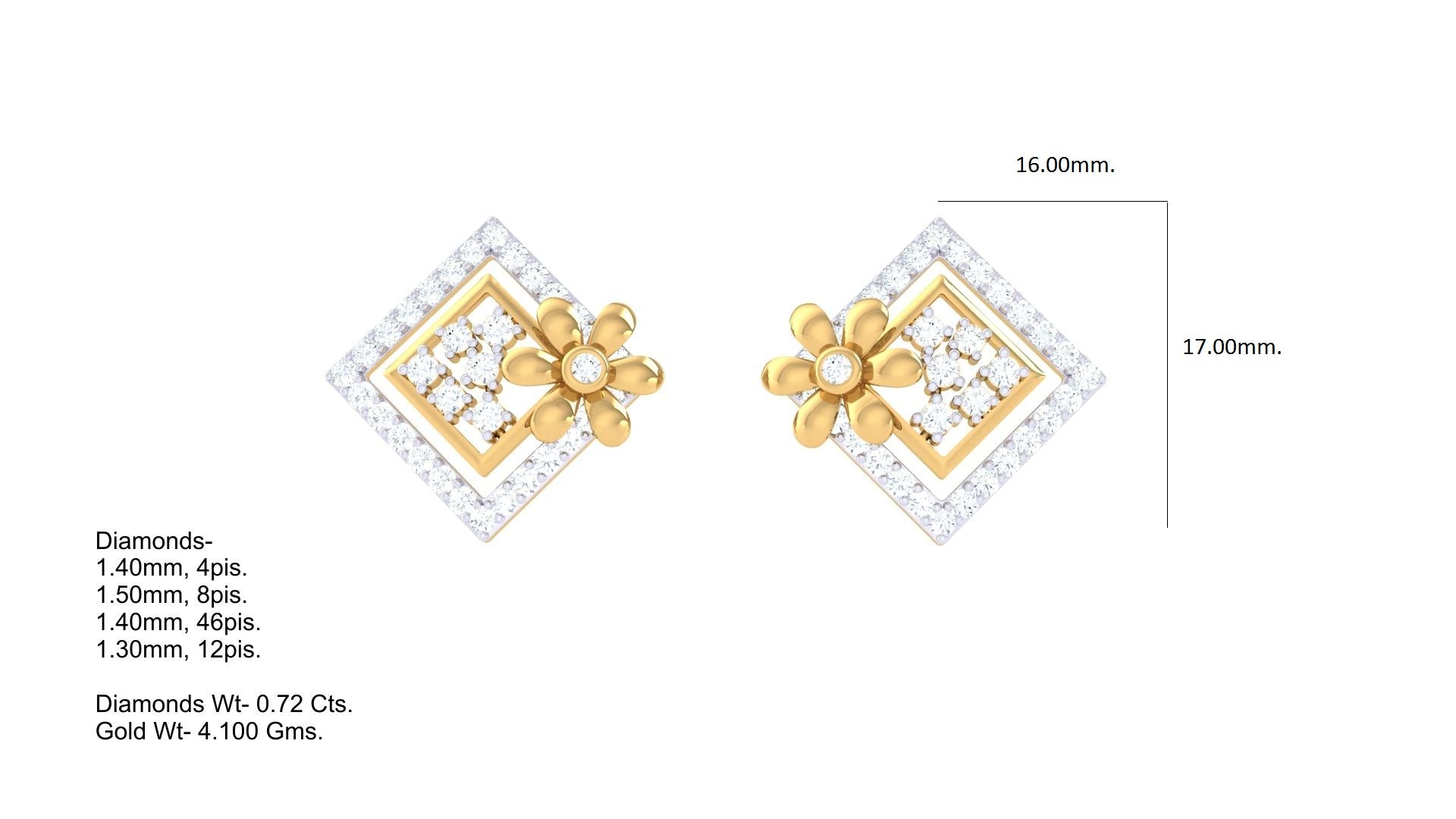 Diamond Edge Square Earrings