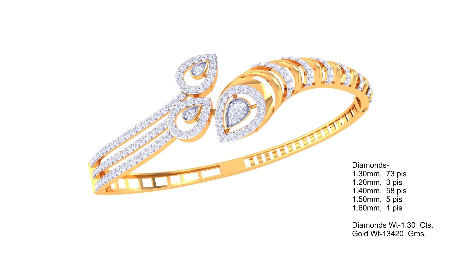 Teardrop Wave Diamond Bangles