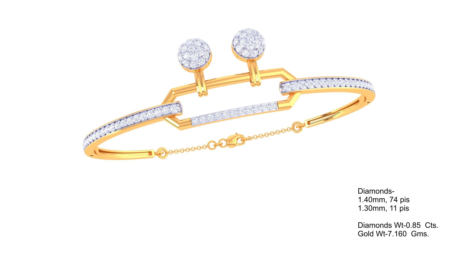 Twin Orbs Bar Diamond Bangles