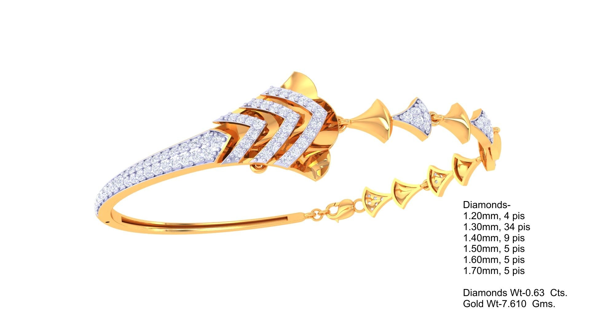 Triple Band Triangle Diamond Bangles