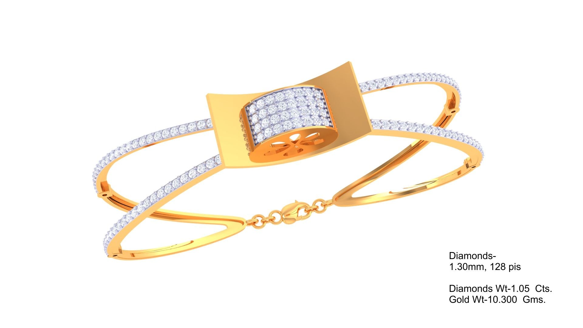 Glimmer Grid Rectangular Diamond Bangle