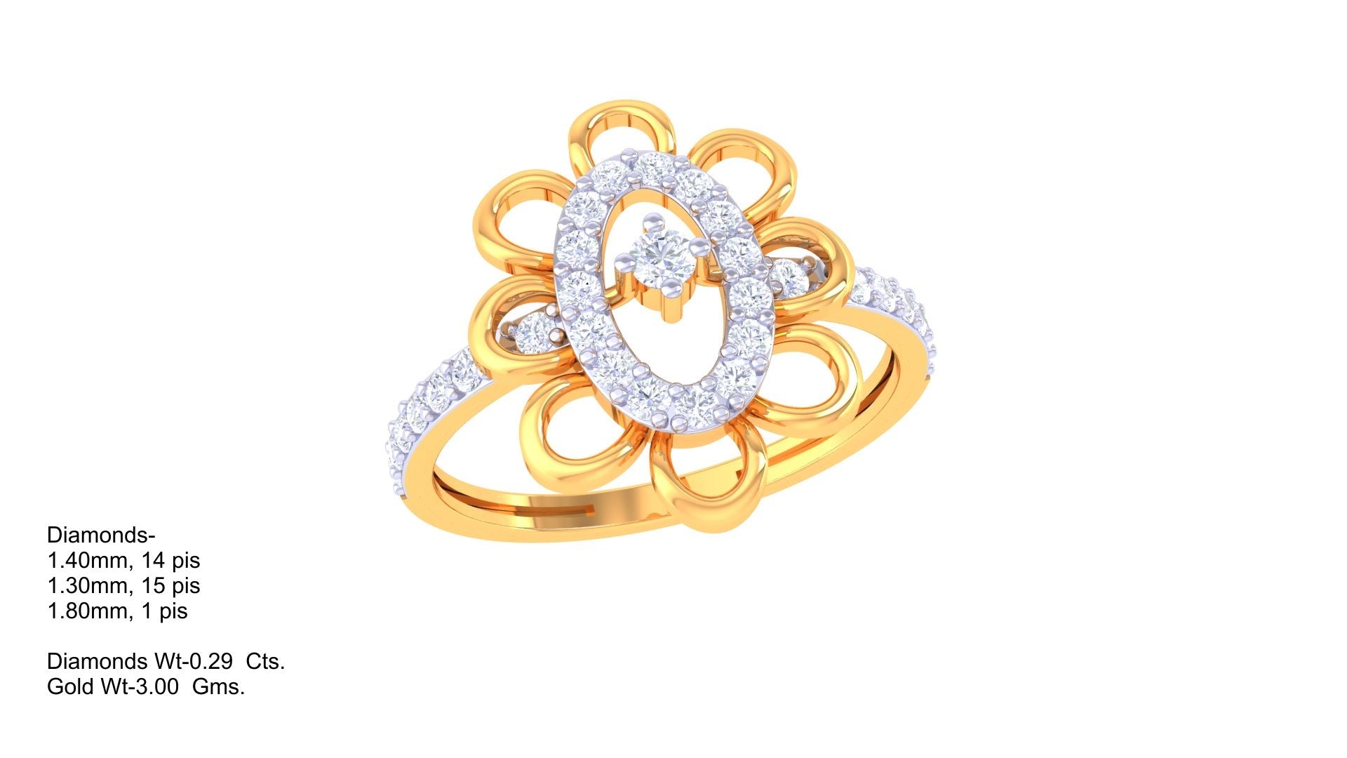 Curved Harmony Teardrop Statement Ring