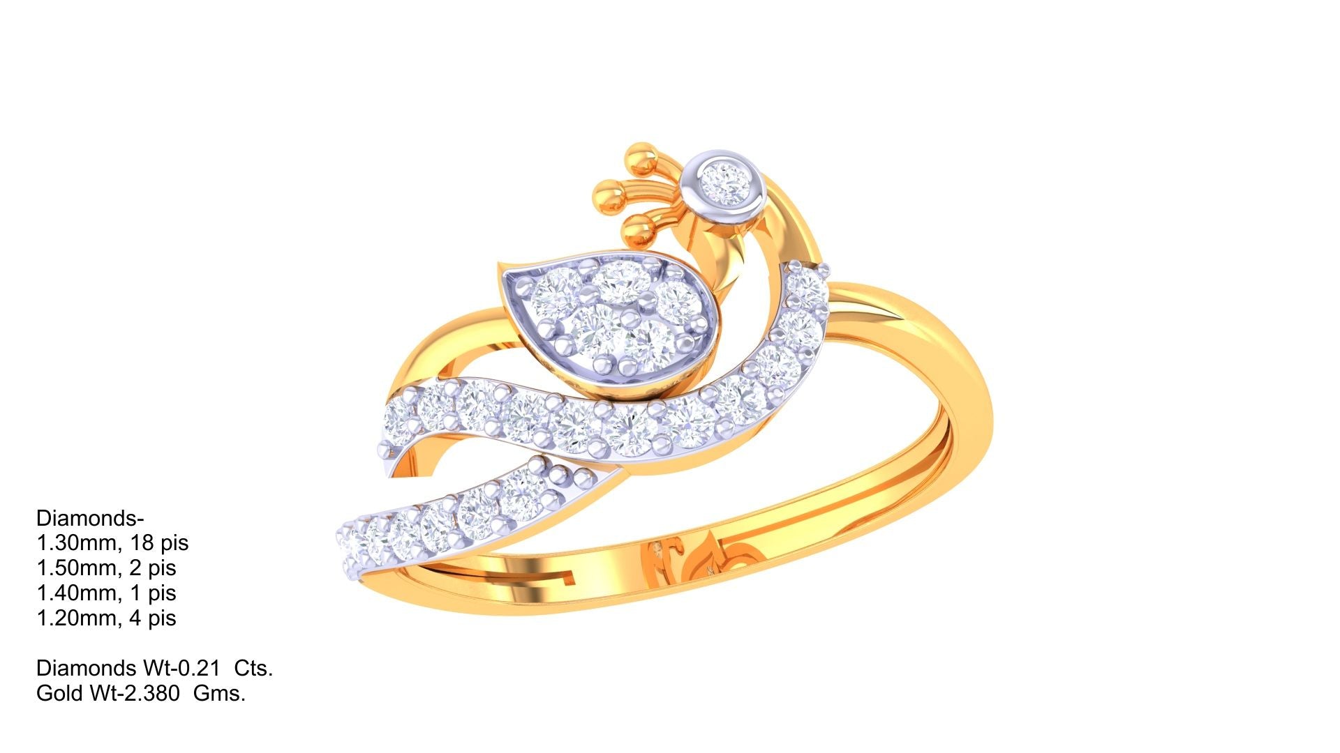 Leaf Crest Diamond Accent Ring