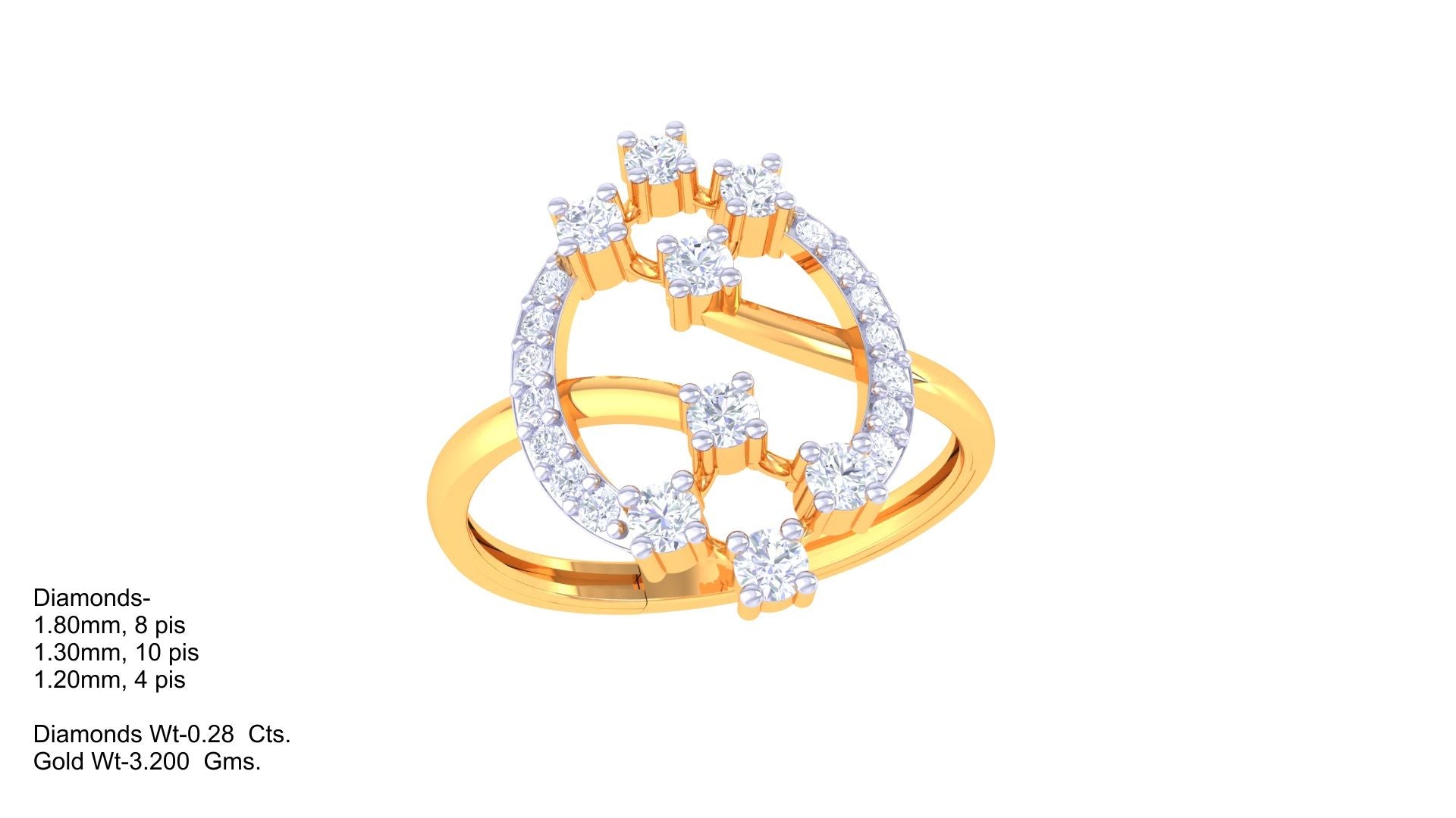 Staggered Elegance Contemporary Band Ring