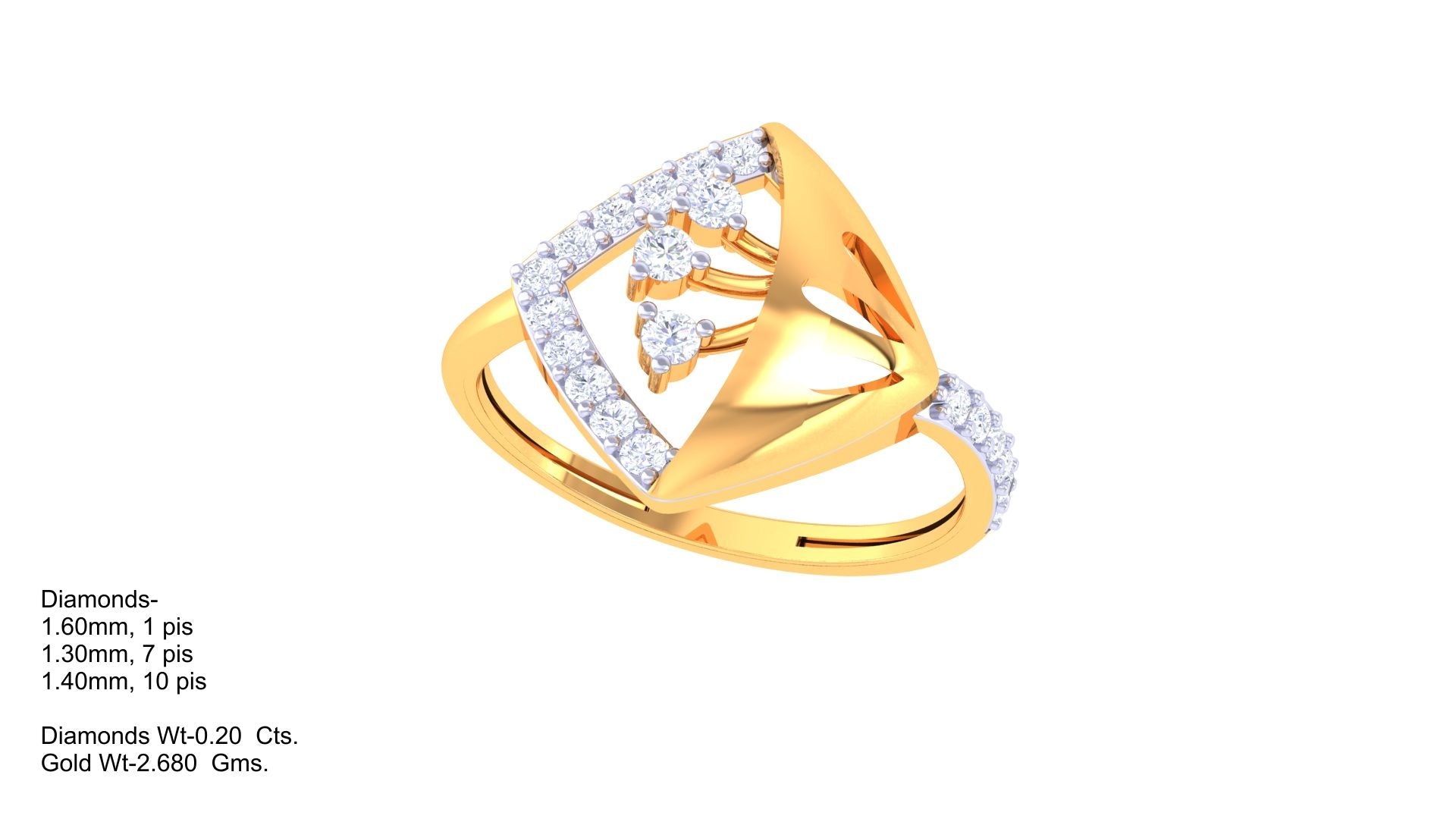 Contemporary Trine Diamond Accent Ring