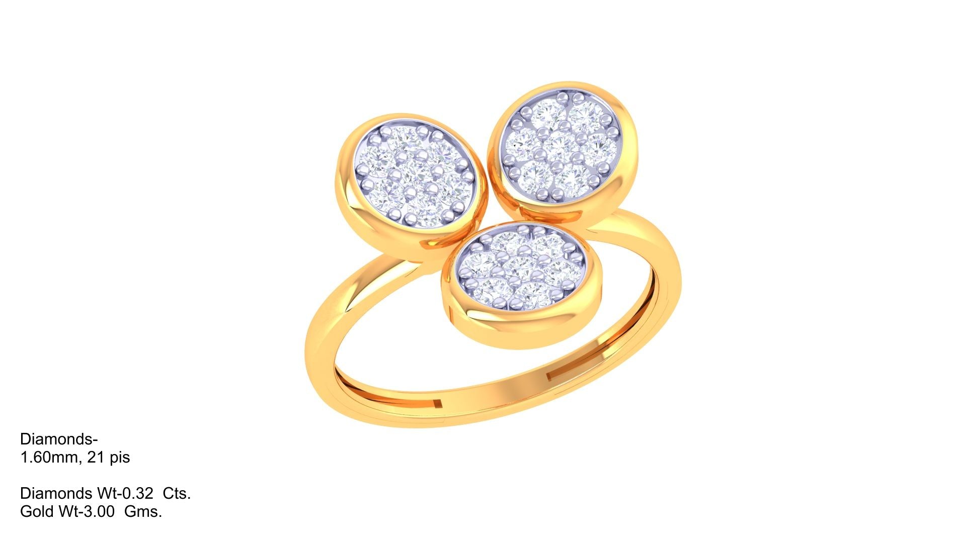Triple Bloom Cluster Accent Ring