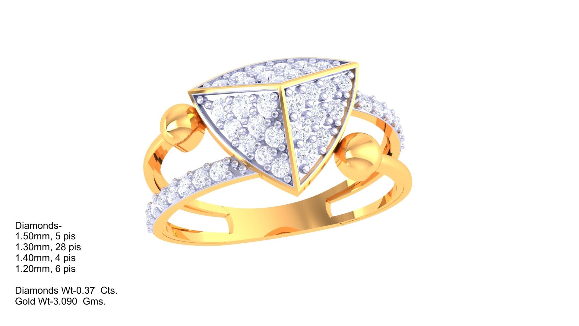 Modern Triangle Halo Sparkle Ring