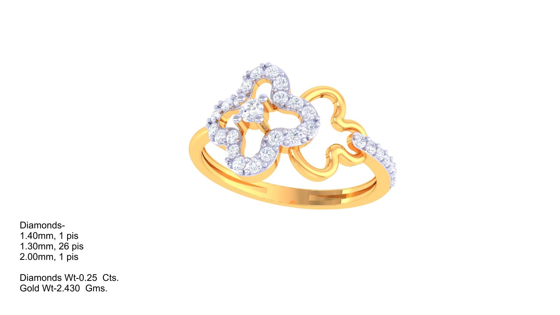 Openwork Floral Sparkle Band Ring