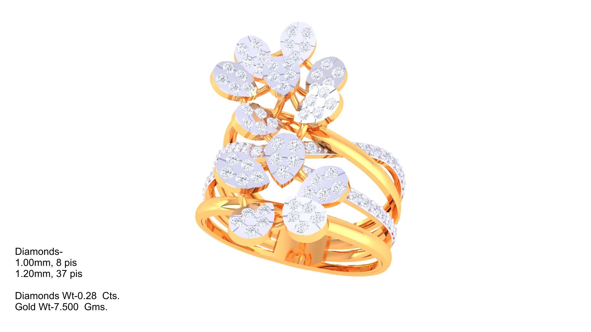 Floral Cascade Layered Band Ring