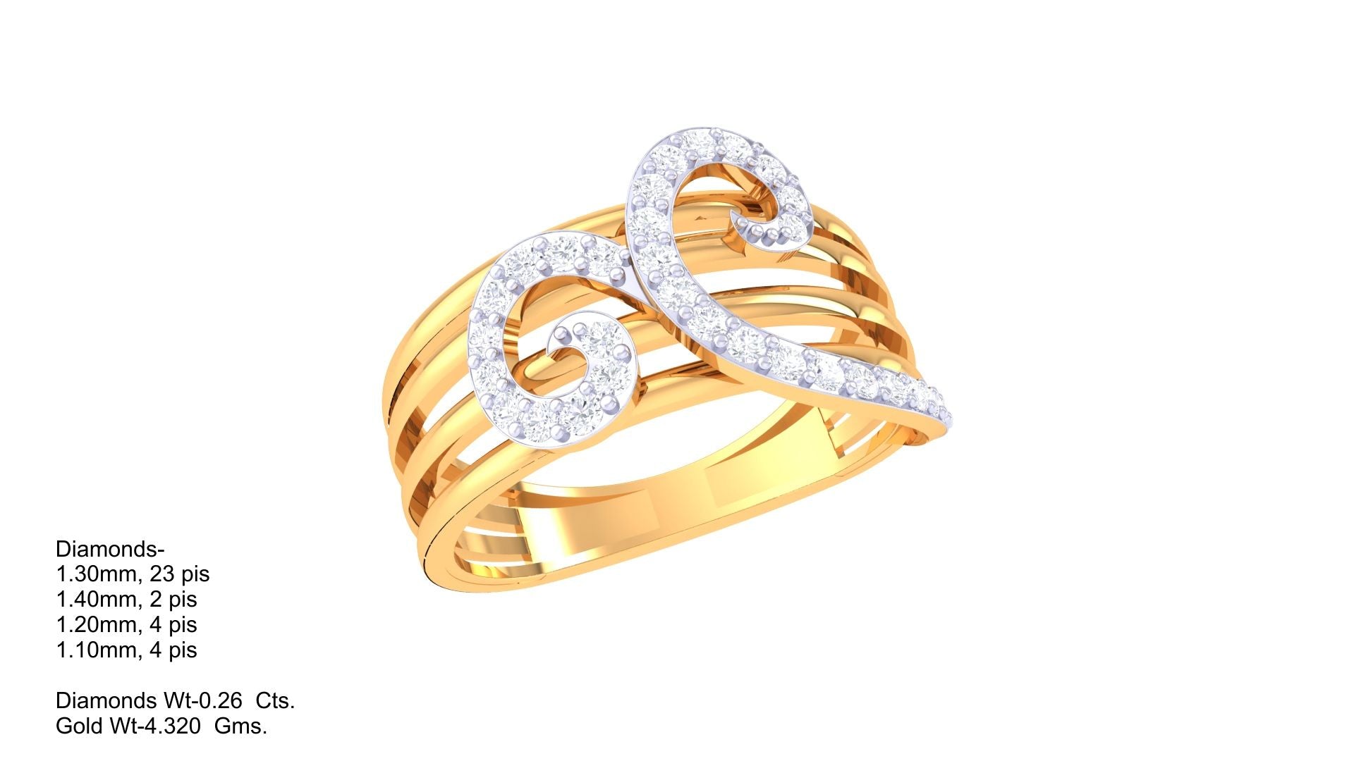 Sunflare Cascade Diamond Swirl Ring