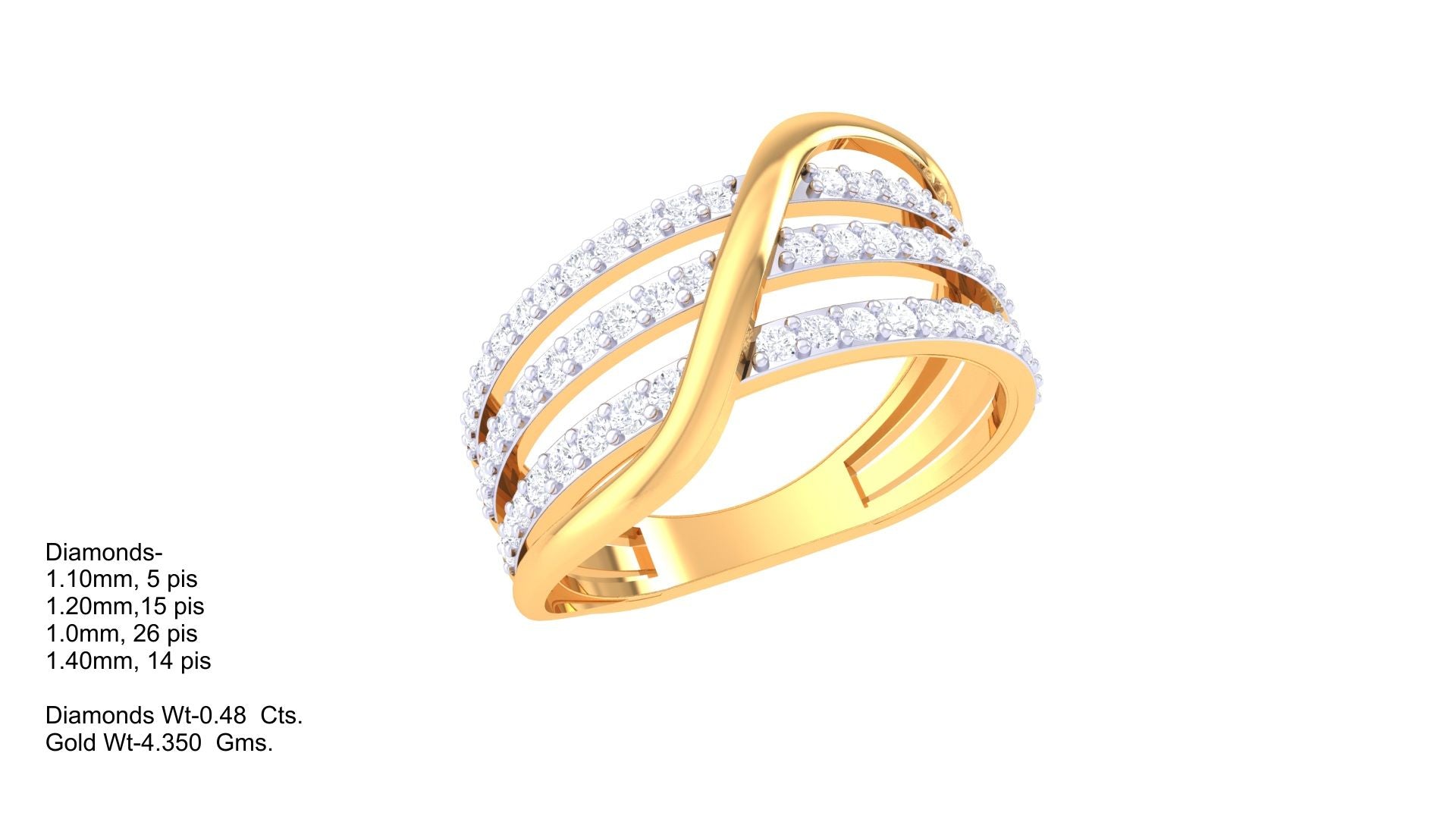 Triverve Wave Channel Gold Ring