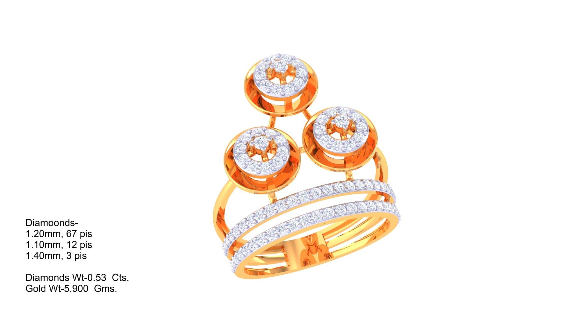 Triple Halo Shimmer Band Ring