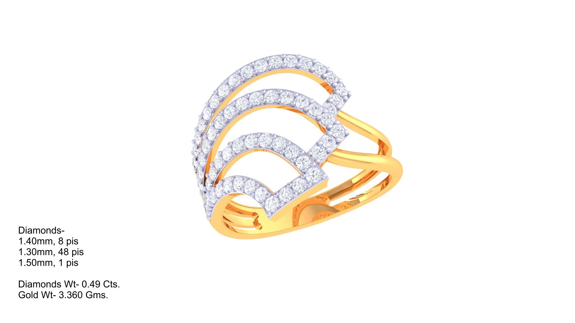 Elegant Triple Arc Statement Ring