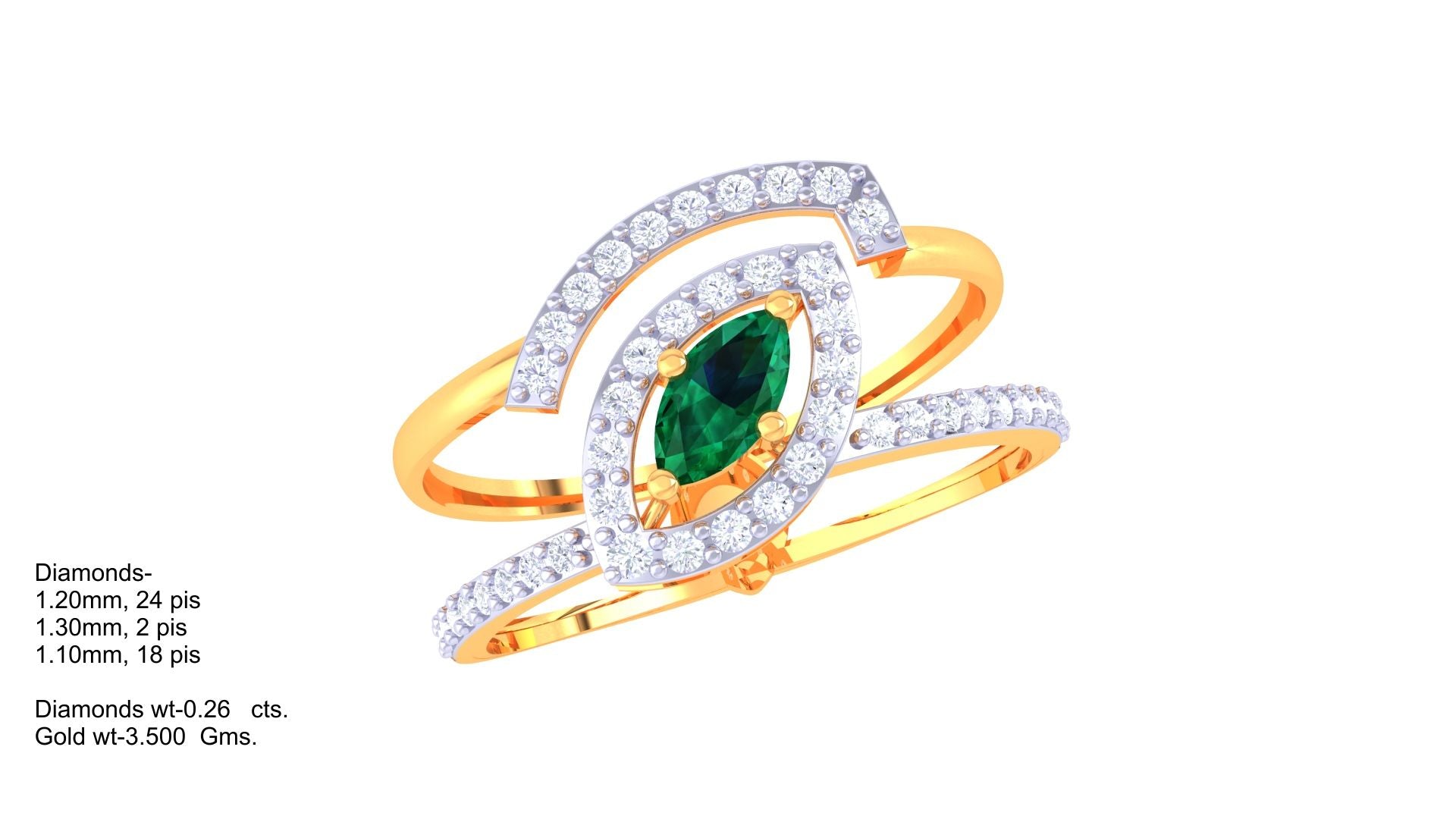 Emerald Crown Dual Shank Ring