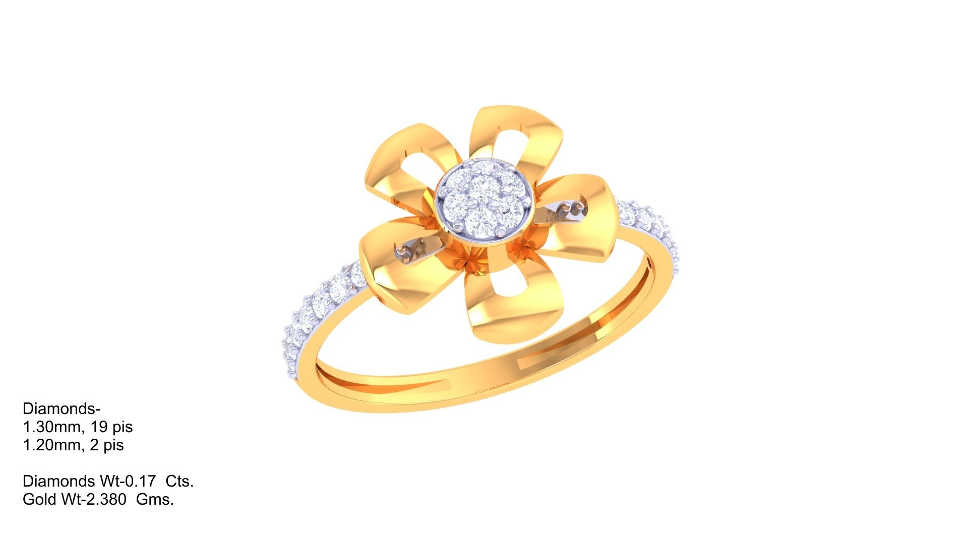 Five Petal Diamond Blossom Ring