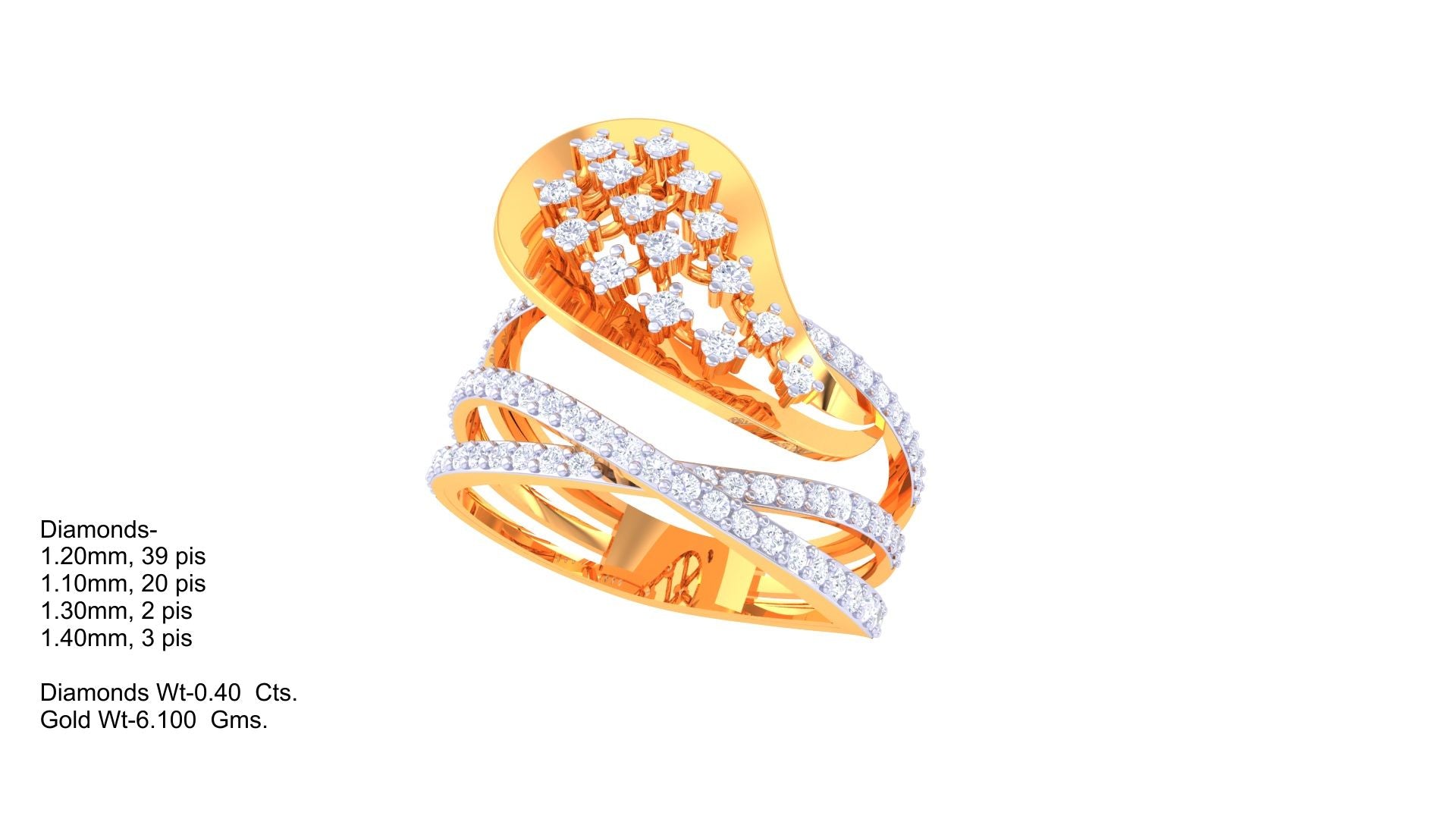 Radiant Dewdrop Multirow Band Ring