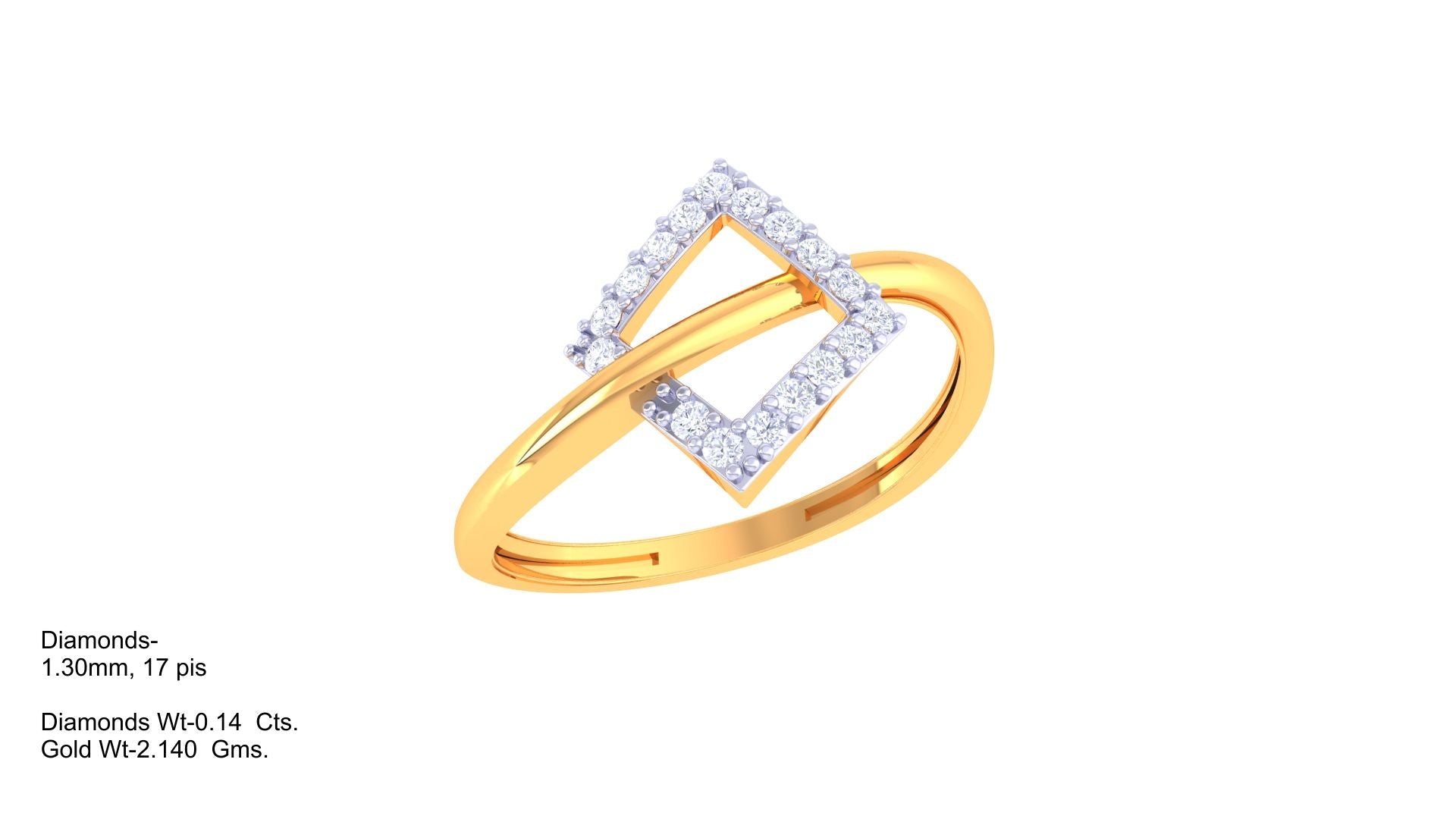 Overlapping Glamour Square Designer Ring
