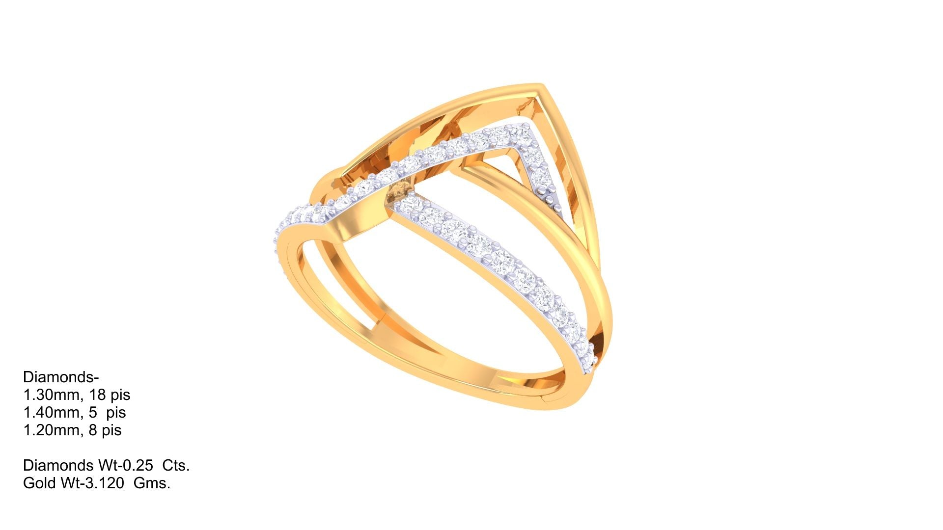 Facet Prism Pavé Gold Band