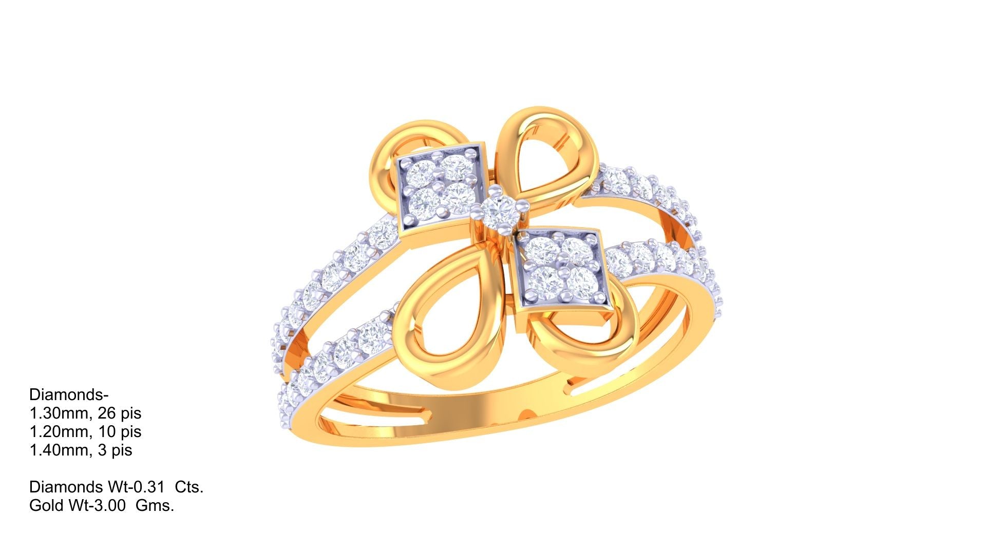 Golden Bowtie Cluster Designer Ring