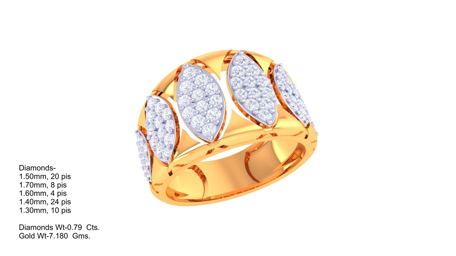 Lustrous Clustered Leaves Ring