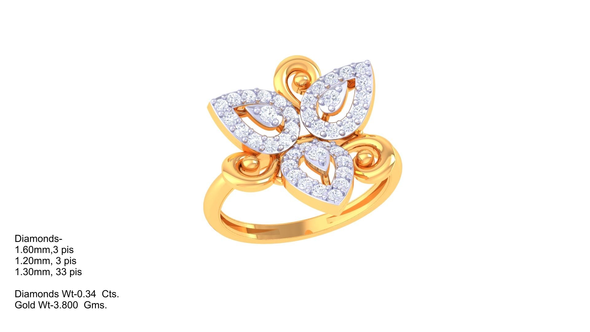 Triple Leaf Diamond Accent Ring