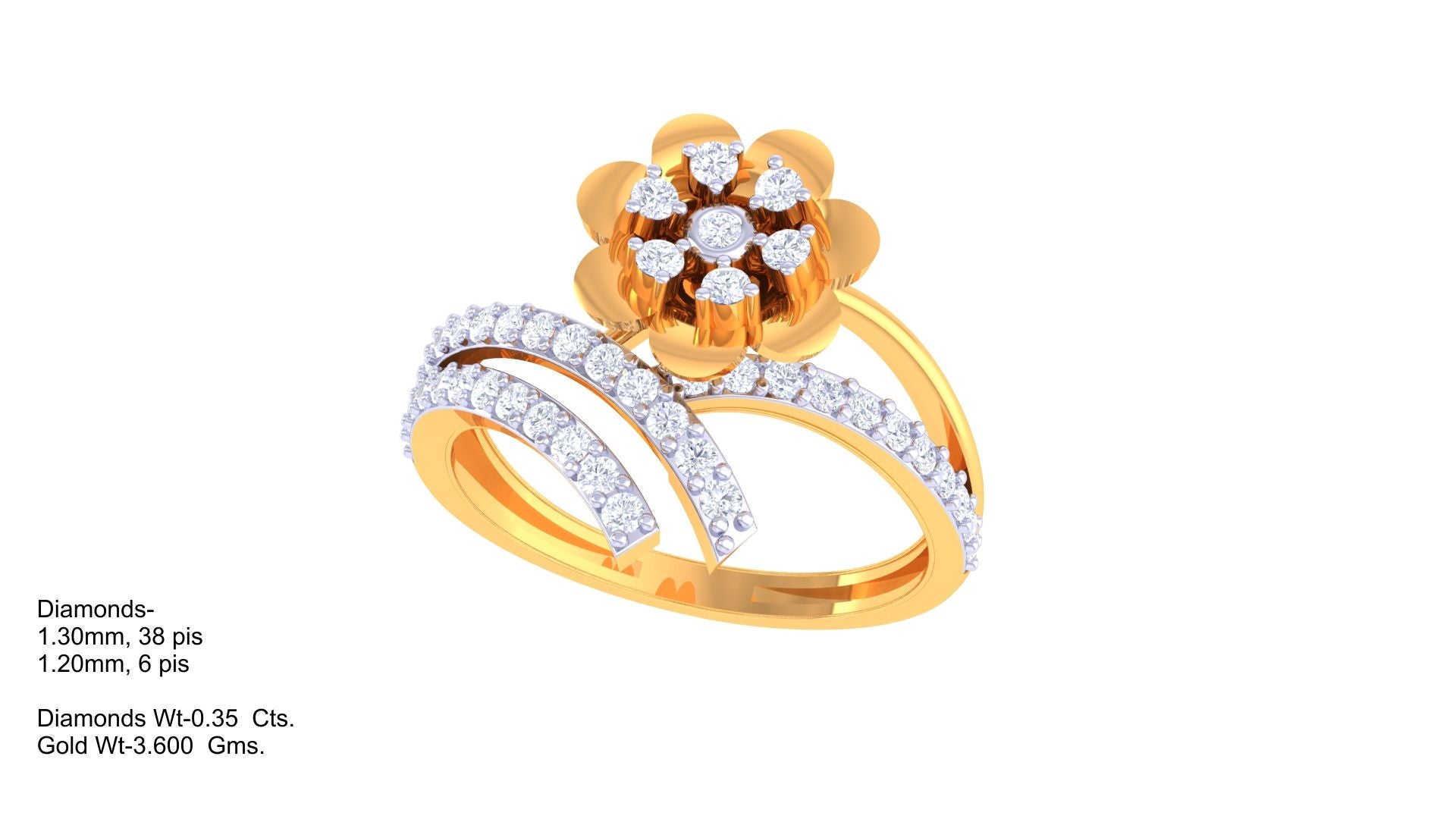 Radiant Flowerline Accent Designer Ring