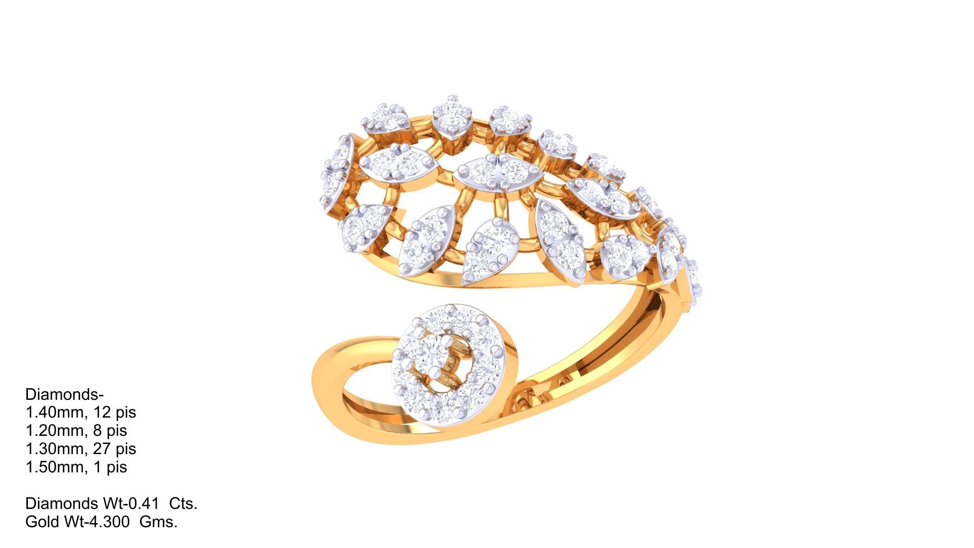 Elara Vine Diamond Crest Ring