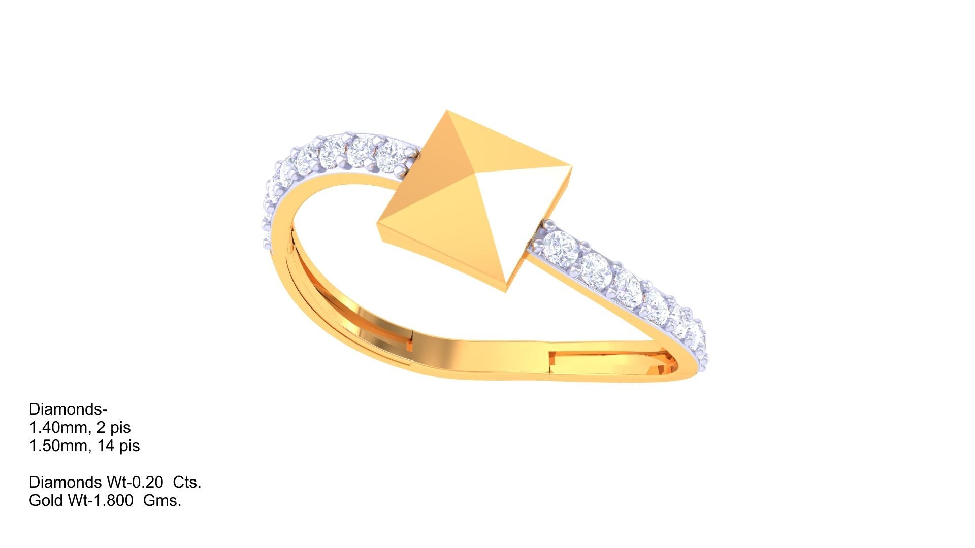 Pyramid Crest Diamond Curve Ring