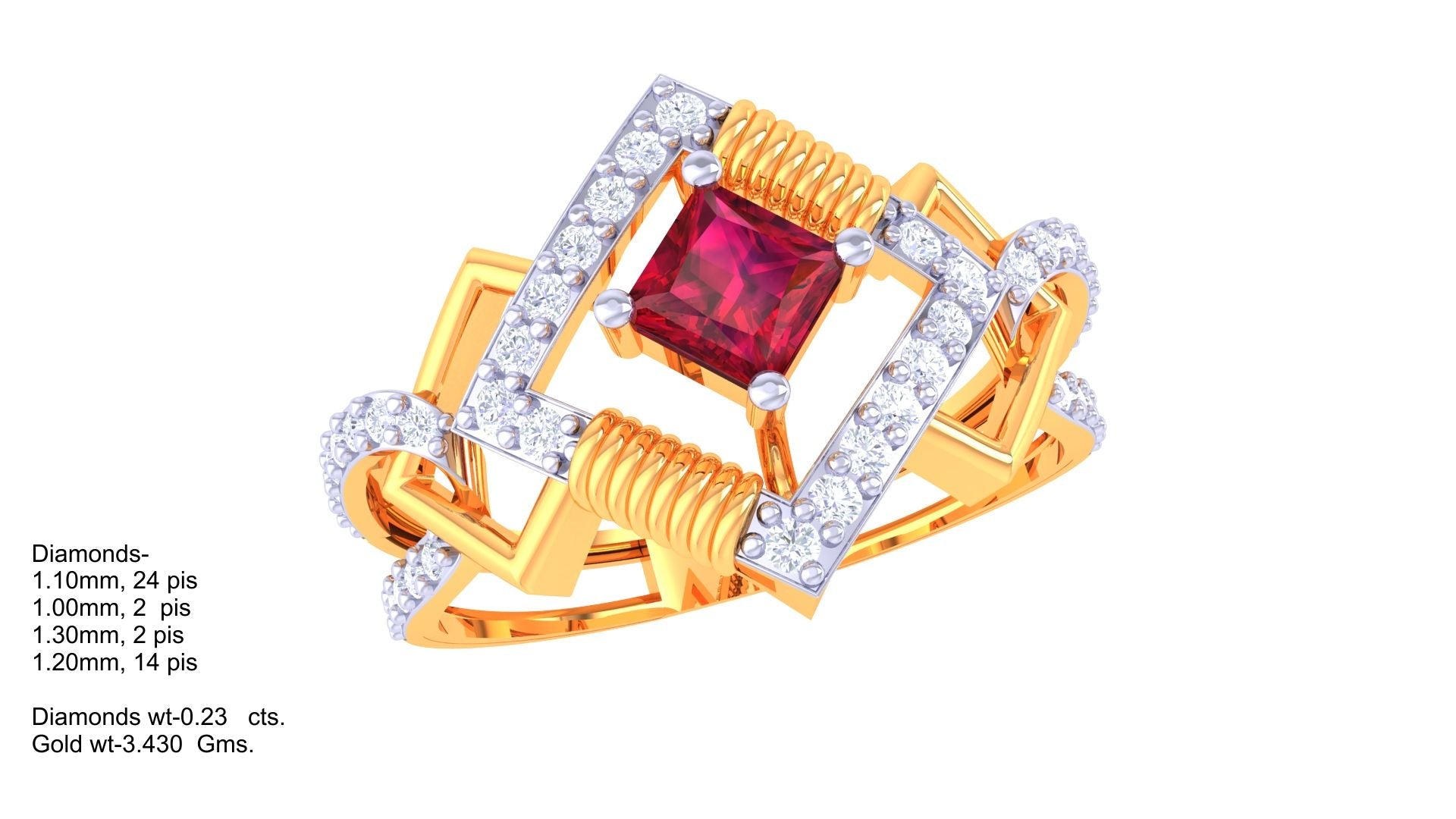 Symphony Red Stone Urban Band Ring