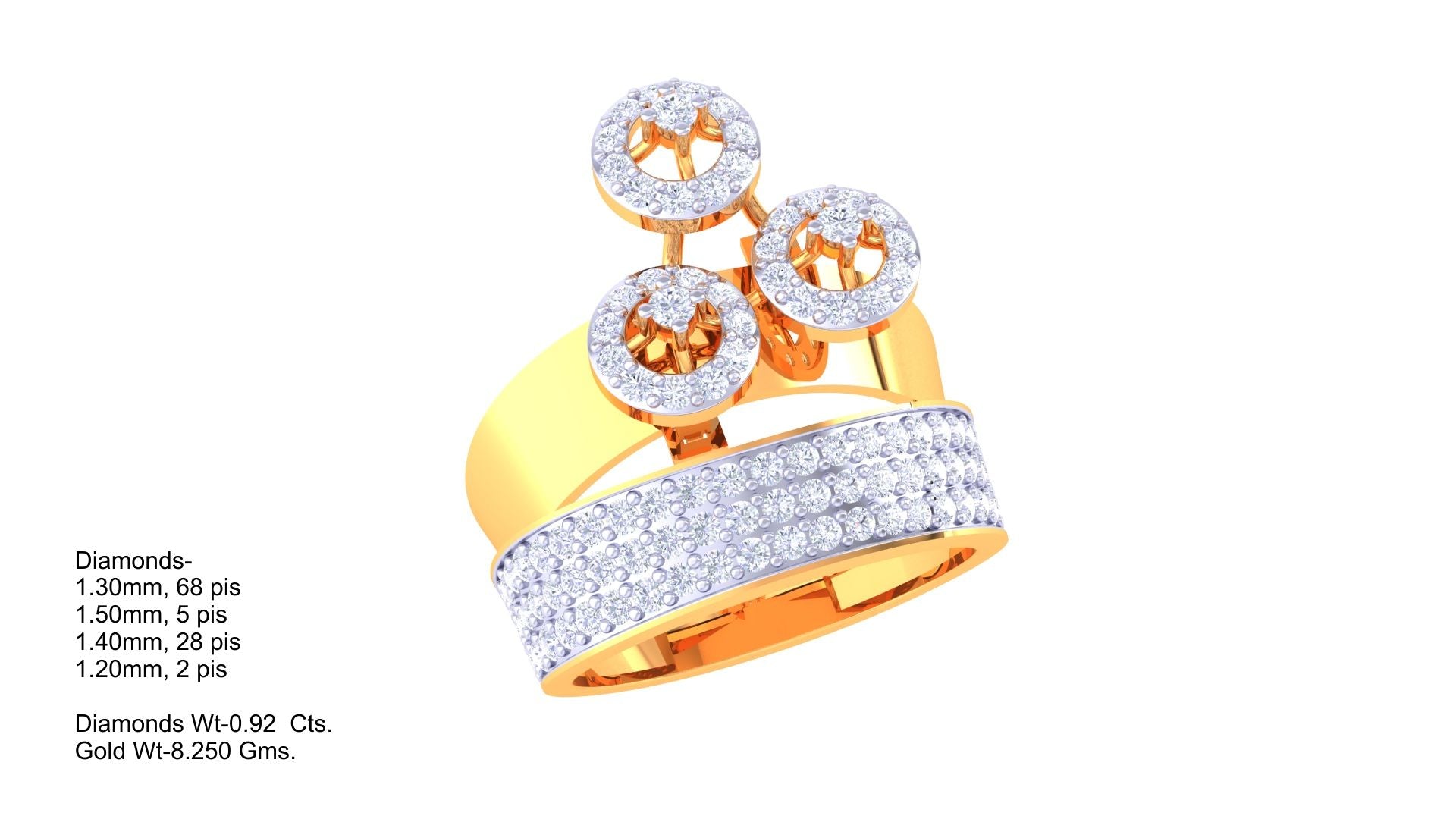 Modern Trio Cluster Diamond Ring