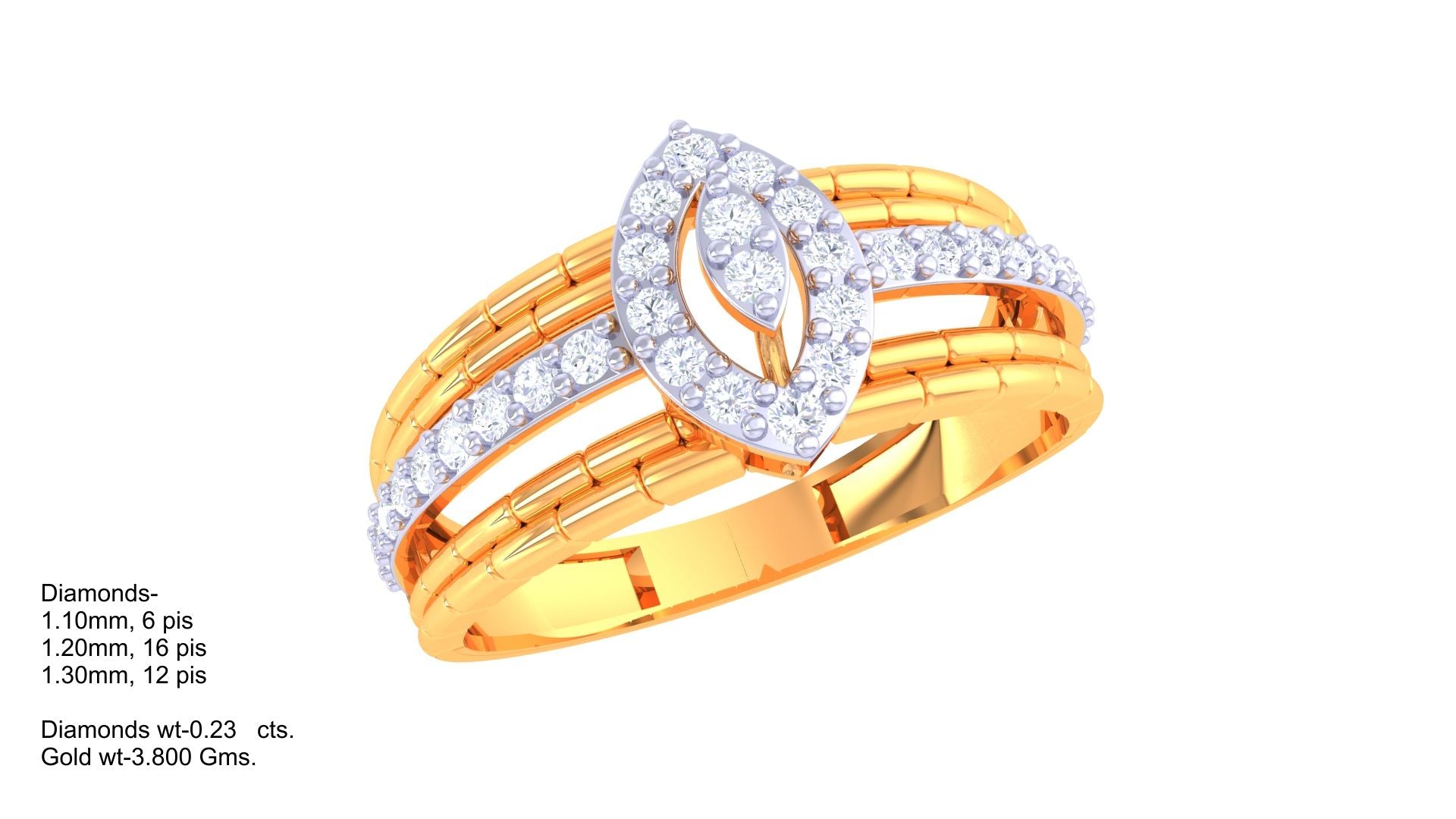 Elegant Leaf Cascade Diamond Ring