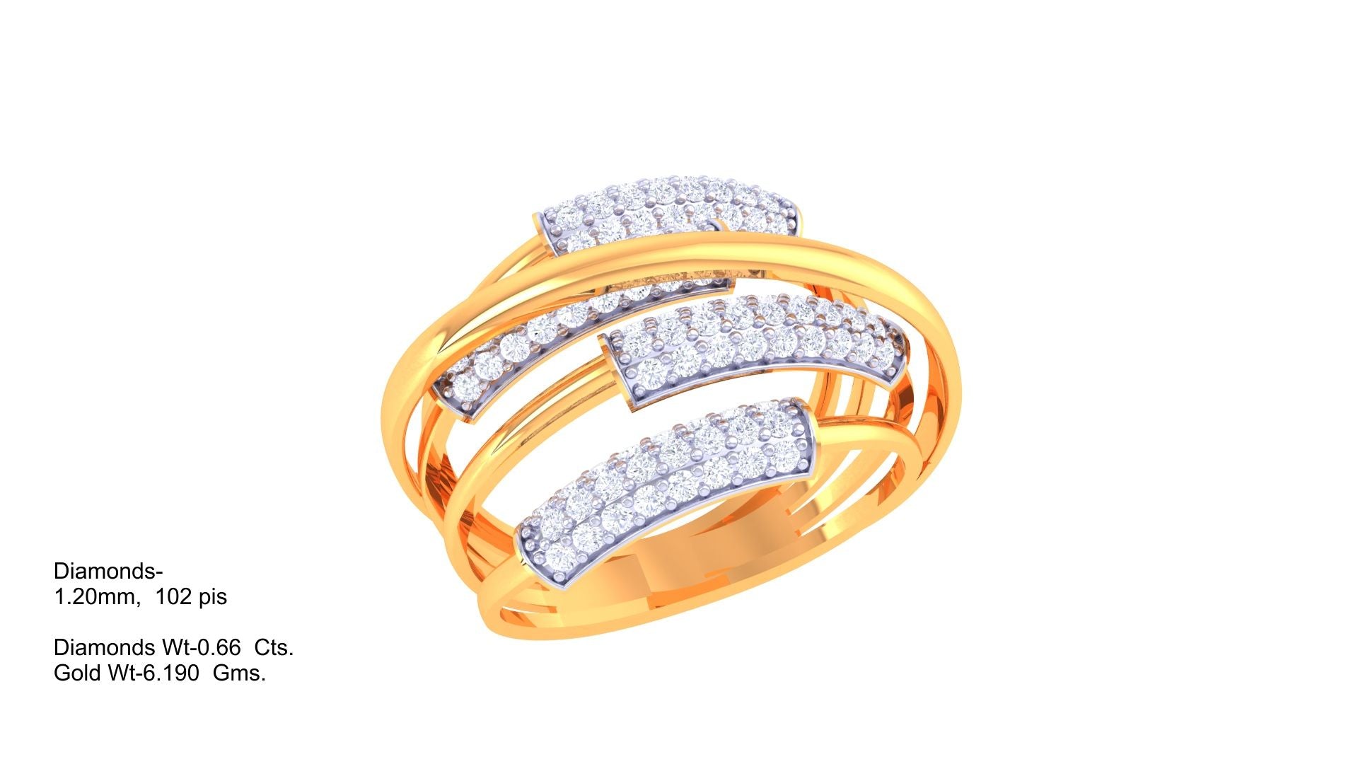 Triple Row Radiance Diamond Band Ring