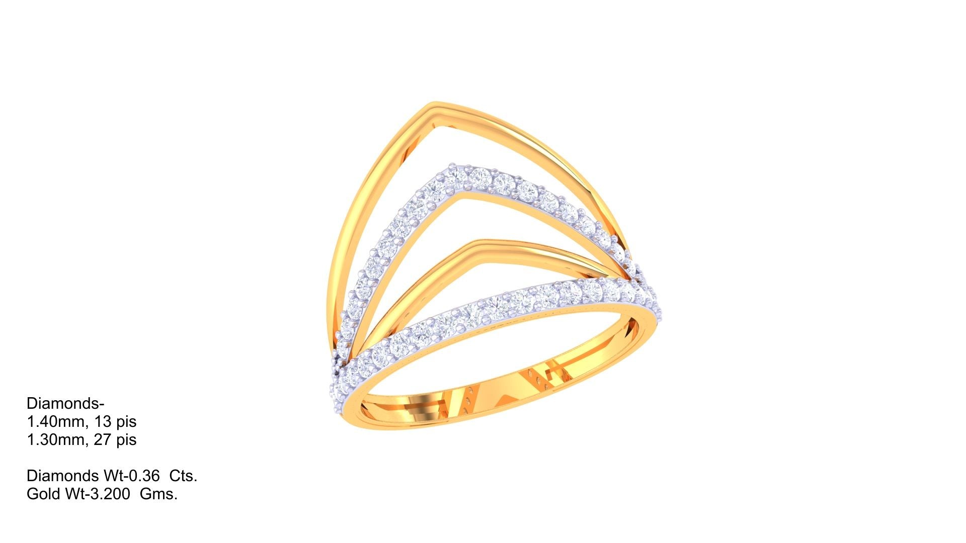 Triangular Cascade Diamond Band Ring