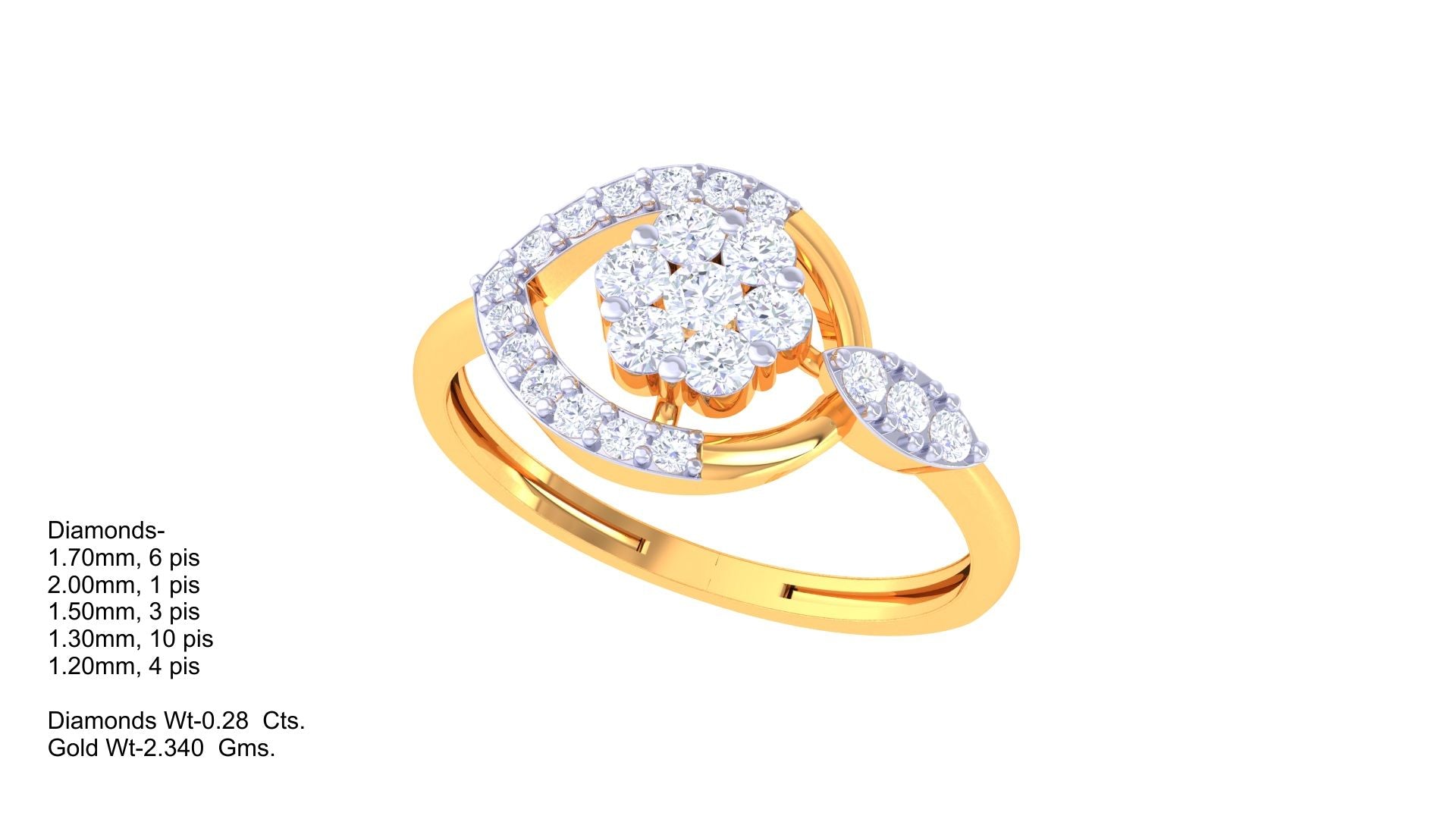 Golden Spiral Blossom Statement Ring