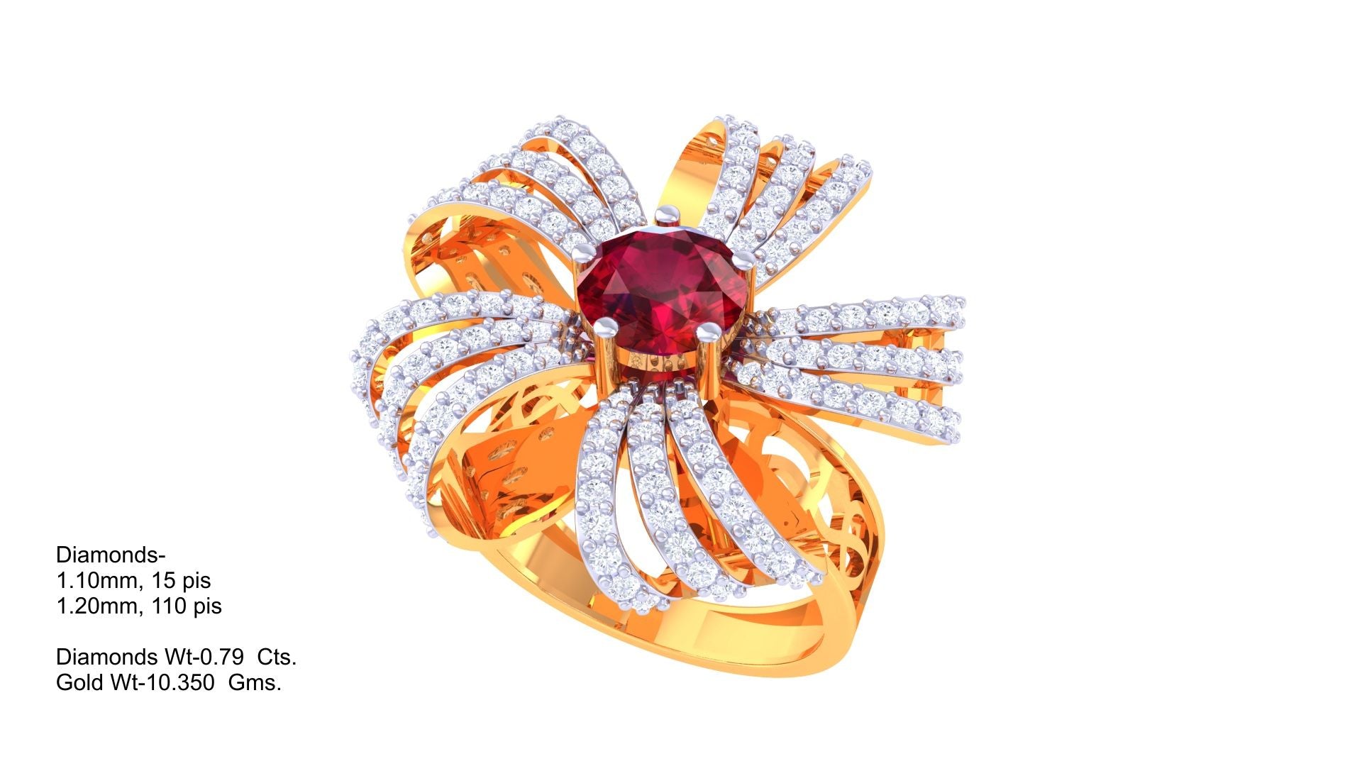 Ruby Wave Blossom Diamond Ring