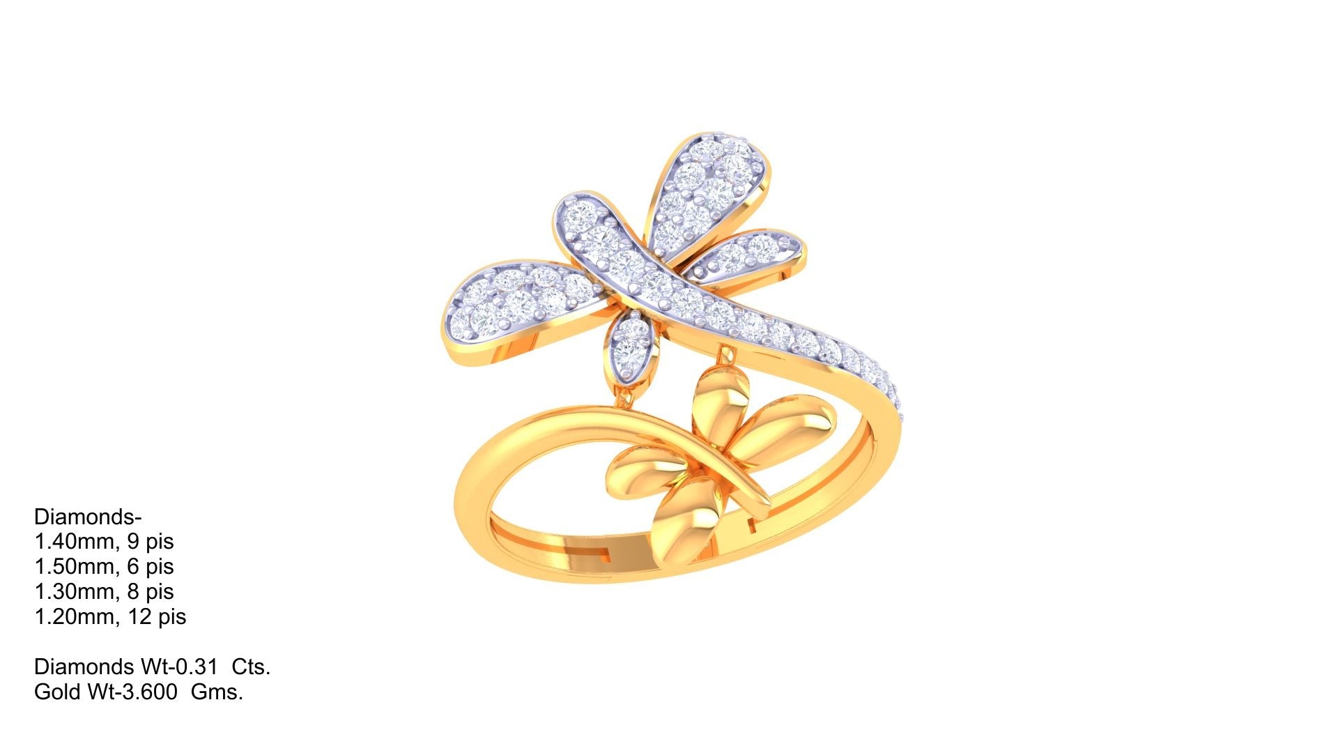 Dragonfly Duo Sparkle Statement Ring