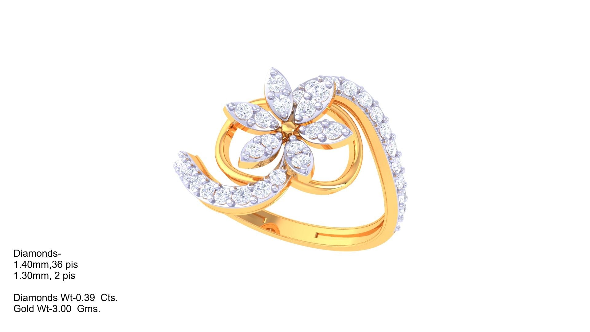 Floral Wave Sparkle Designer Ring