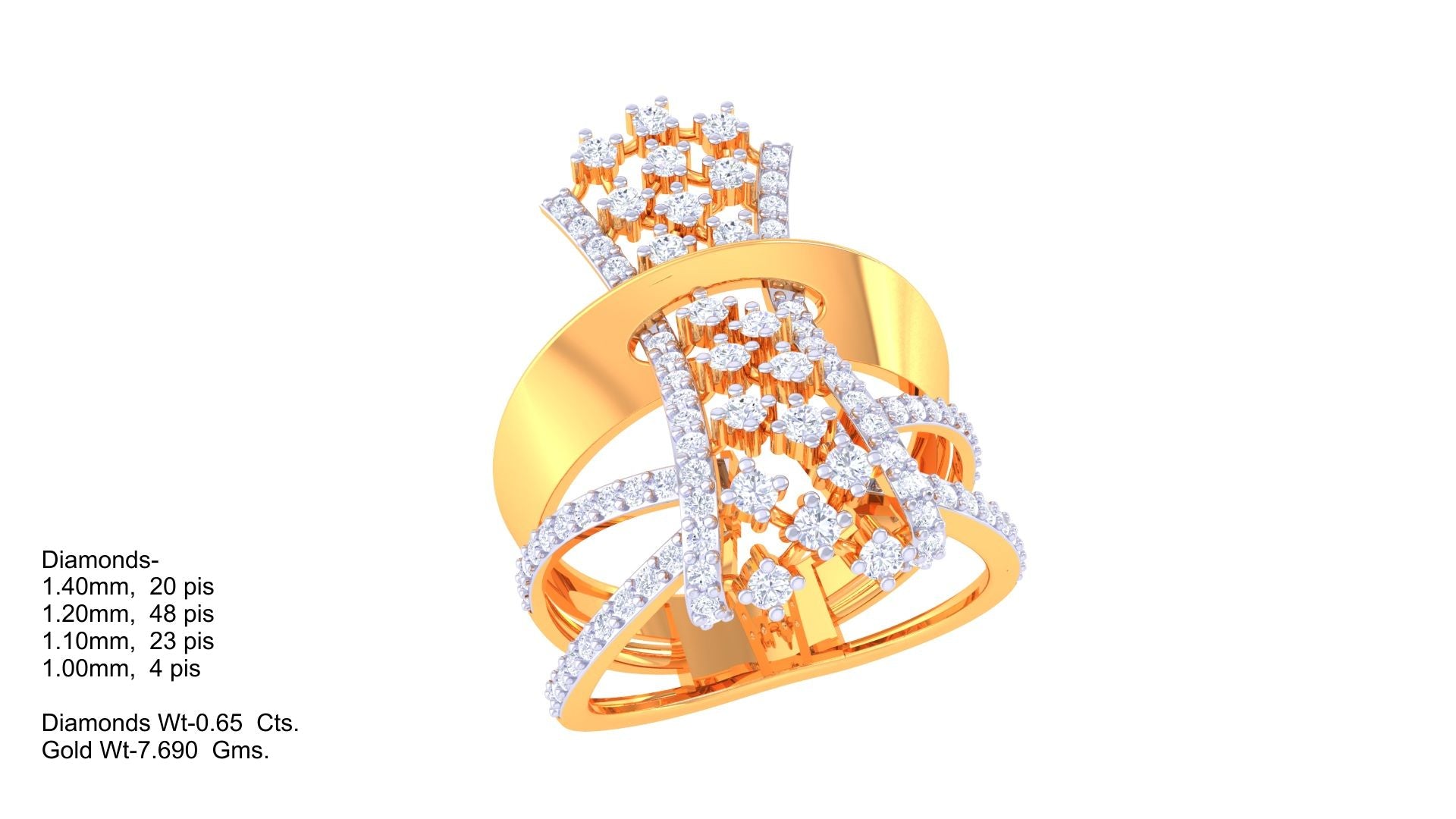 Golden Cascade Cluster Diamond Ring