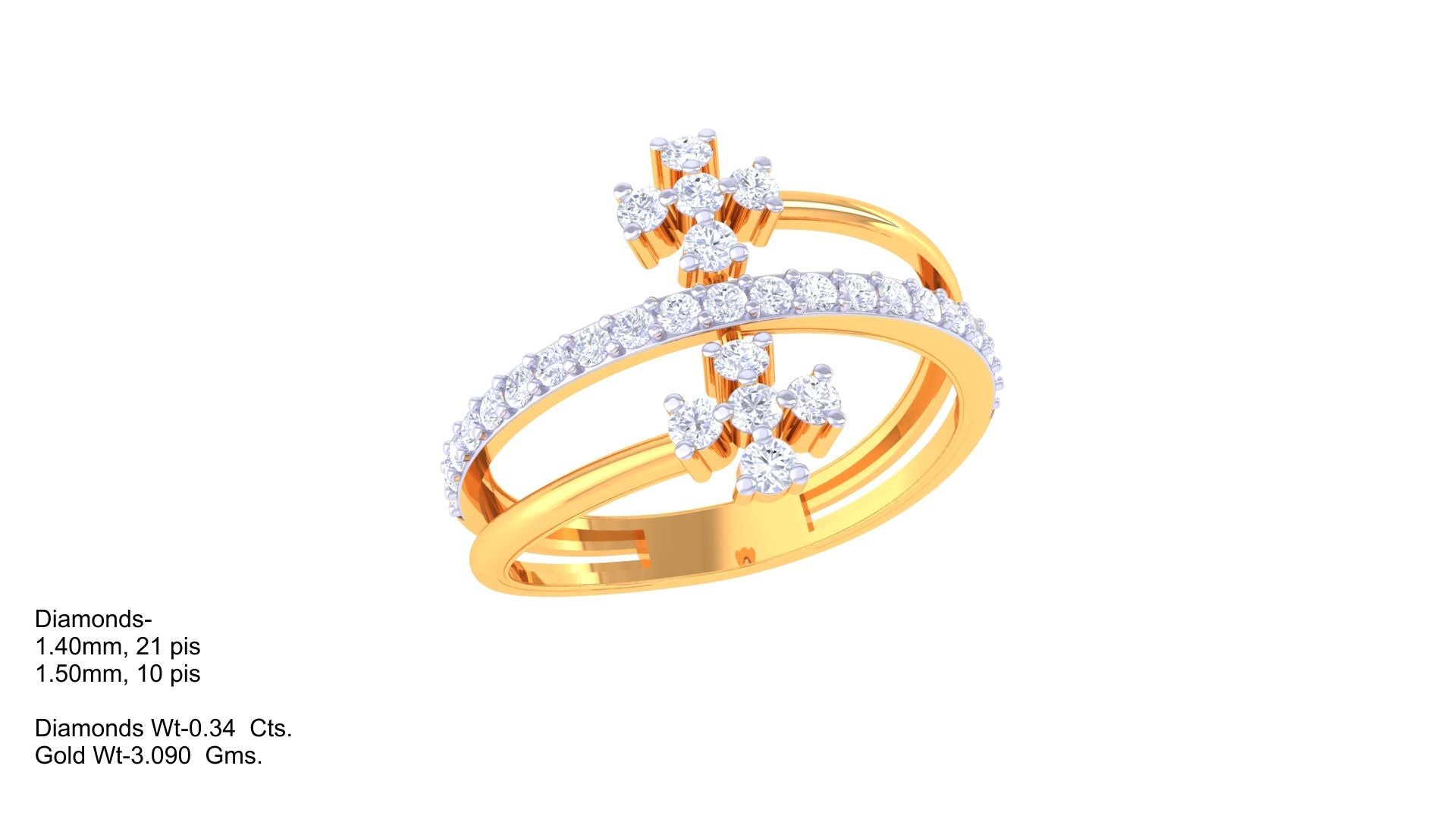 Double Cross Diamond Accent Ring