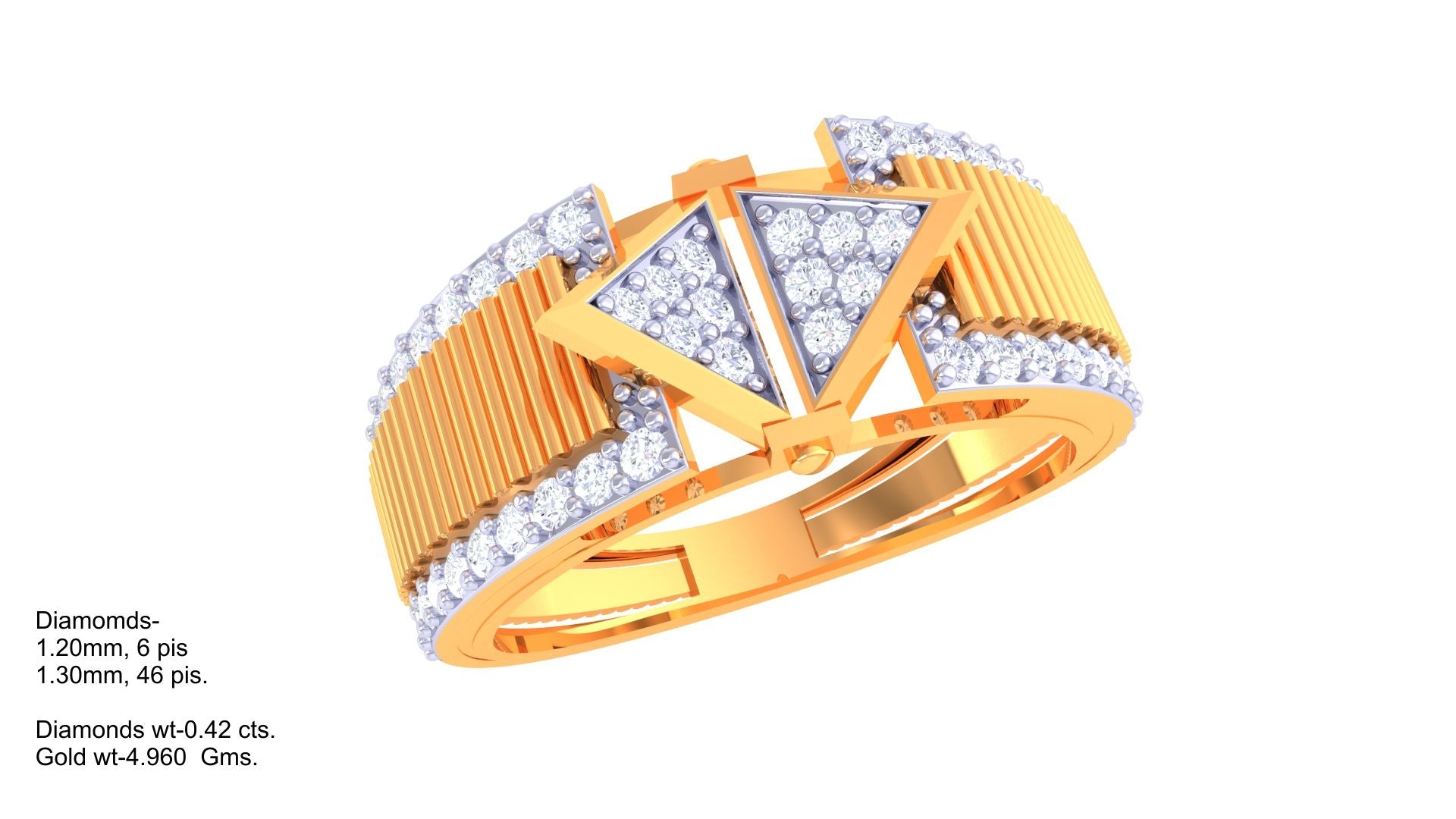 Triad Sparkle Modern Grooved Ring
