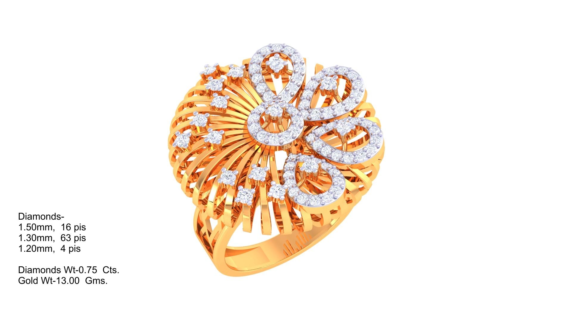 Golden Breeze Sparkle Statement Ring