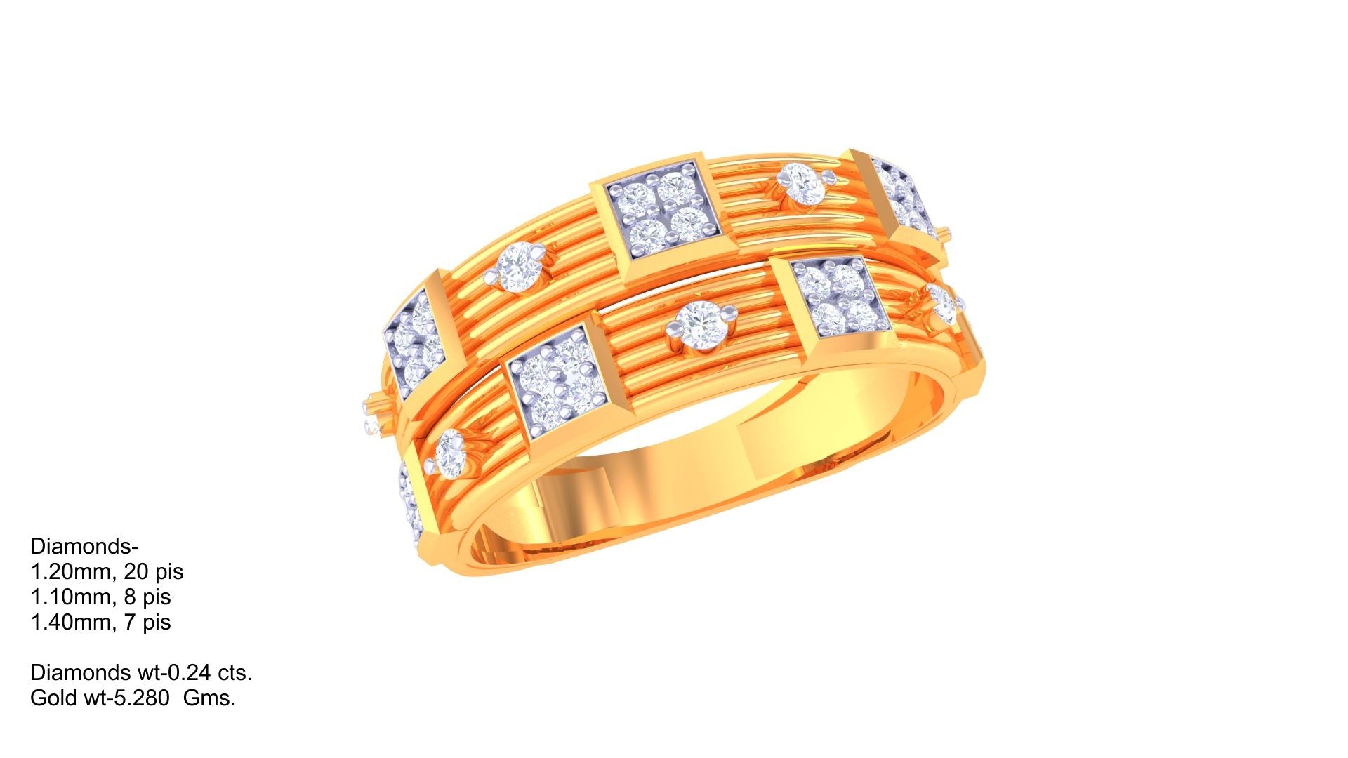 Modern Grid Diamond Mosaic Ring